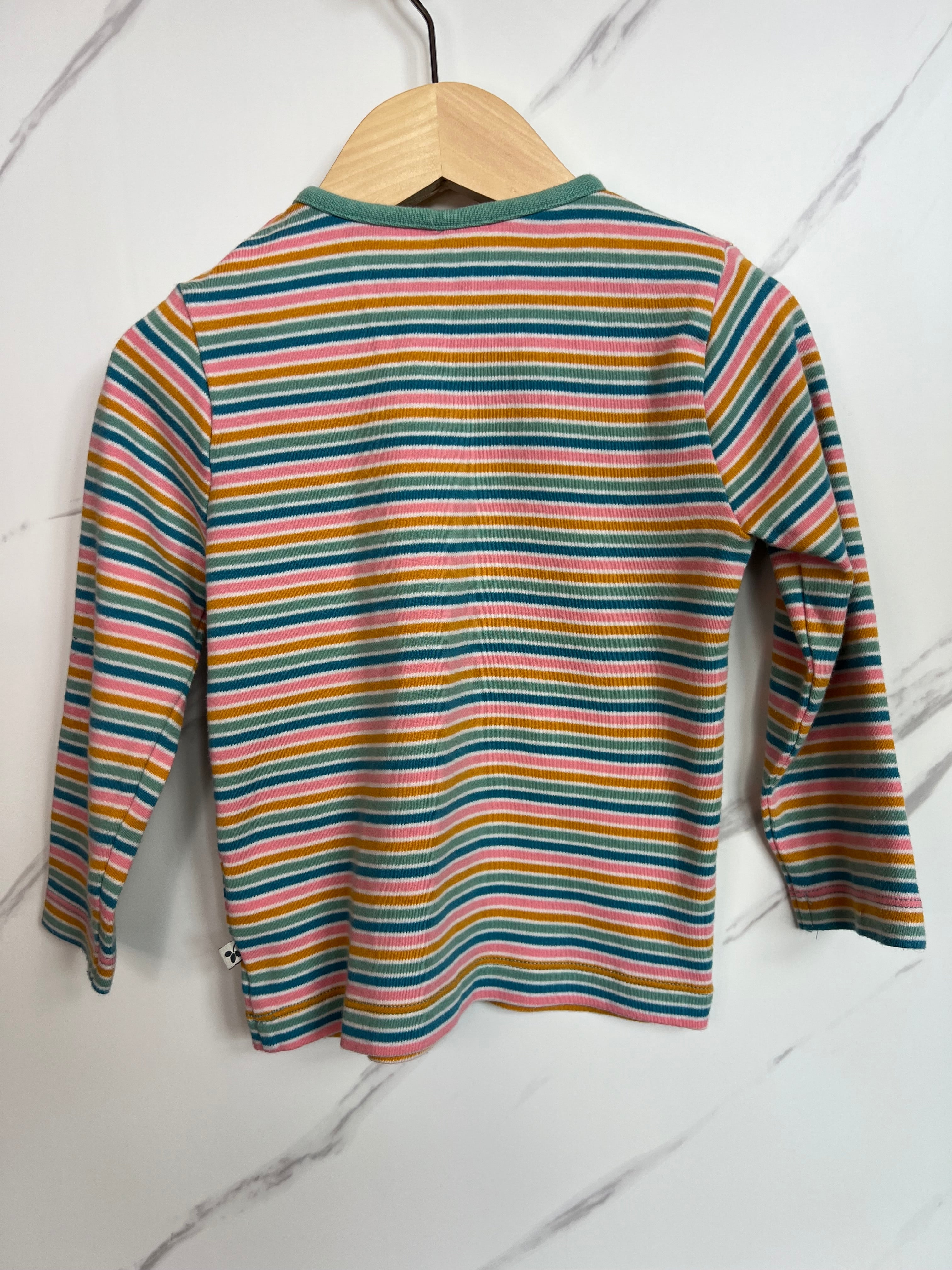 Frugi Fine Rainbow Stripe Long-Sleeved Top Age 2-3 Years