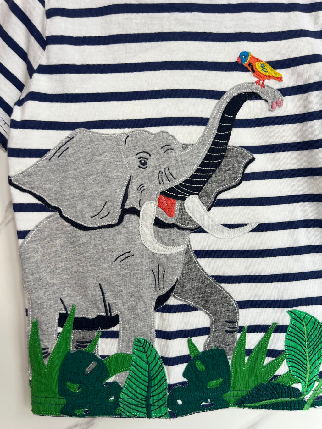 Boden Navy Striped Elephant T-Shirt Age 3-4 Years