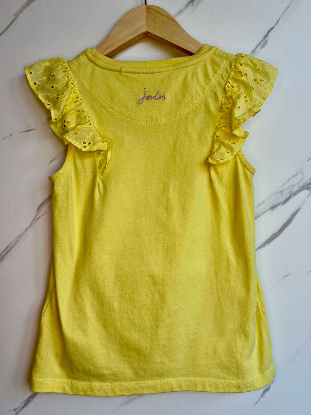 Joules Yellow Lace Detail T-shirt Age 6-7 Years