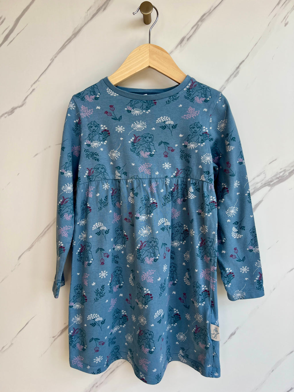 M&S Frozen Themed Long Sleeved Jersey Dress Age 5-6 Years