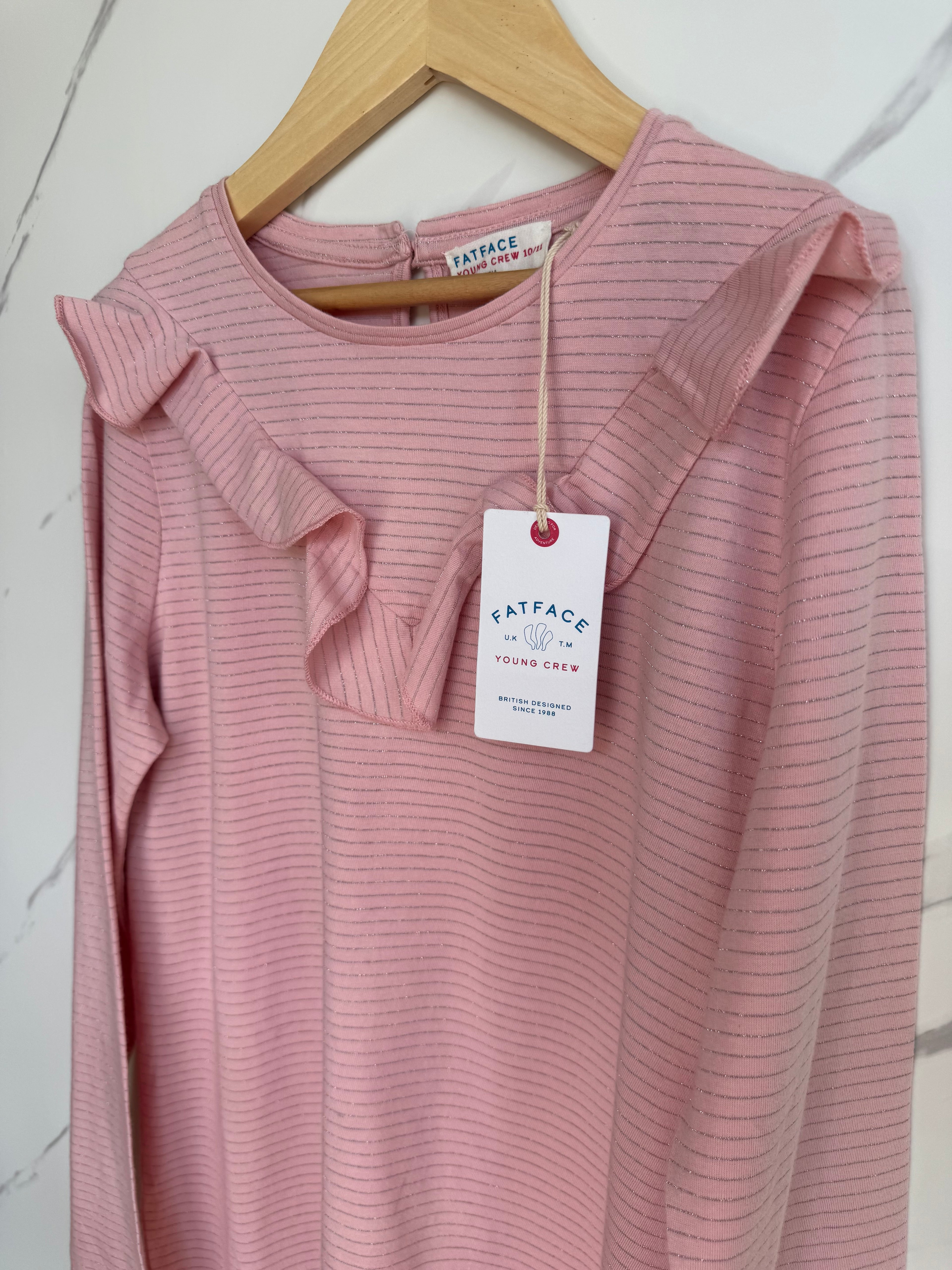 Fatface Pink and Gold Long Sleeved Top Age 10-11 Years
