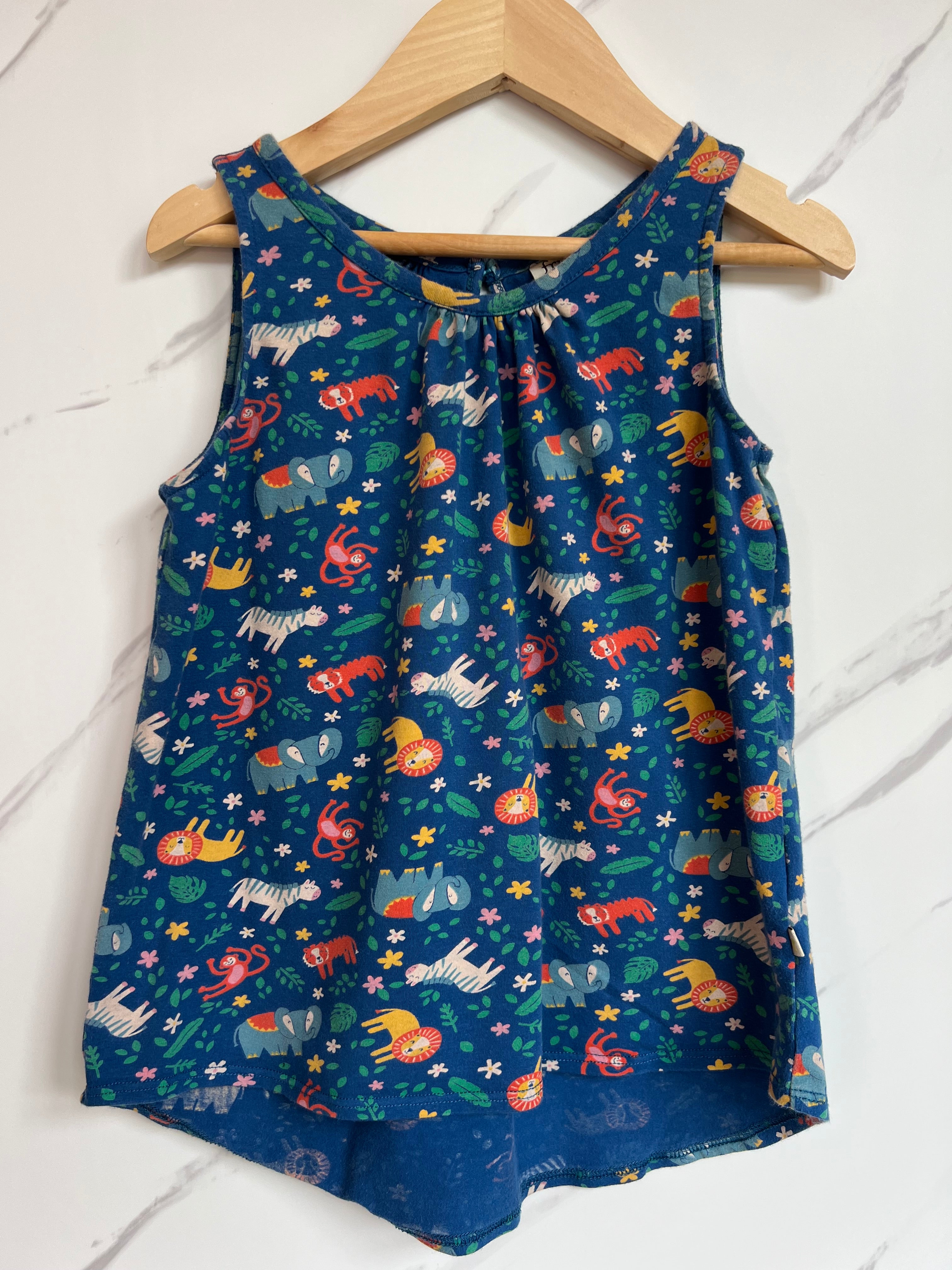 Frugi Blue Jungle Sleeveless Top Age 3-4 Years