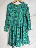 Frugi Green Deer Skater Dress Age 6-7 Years