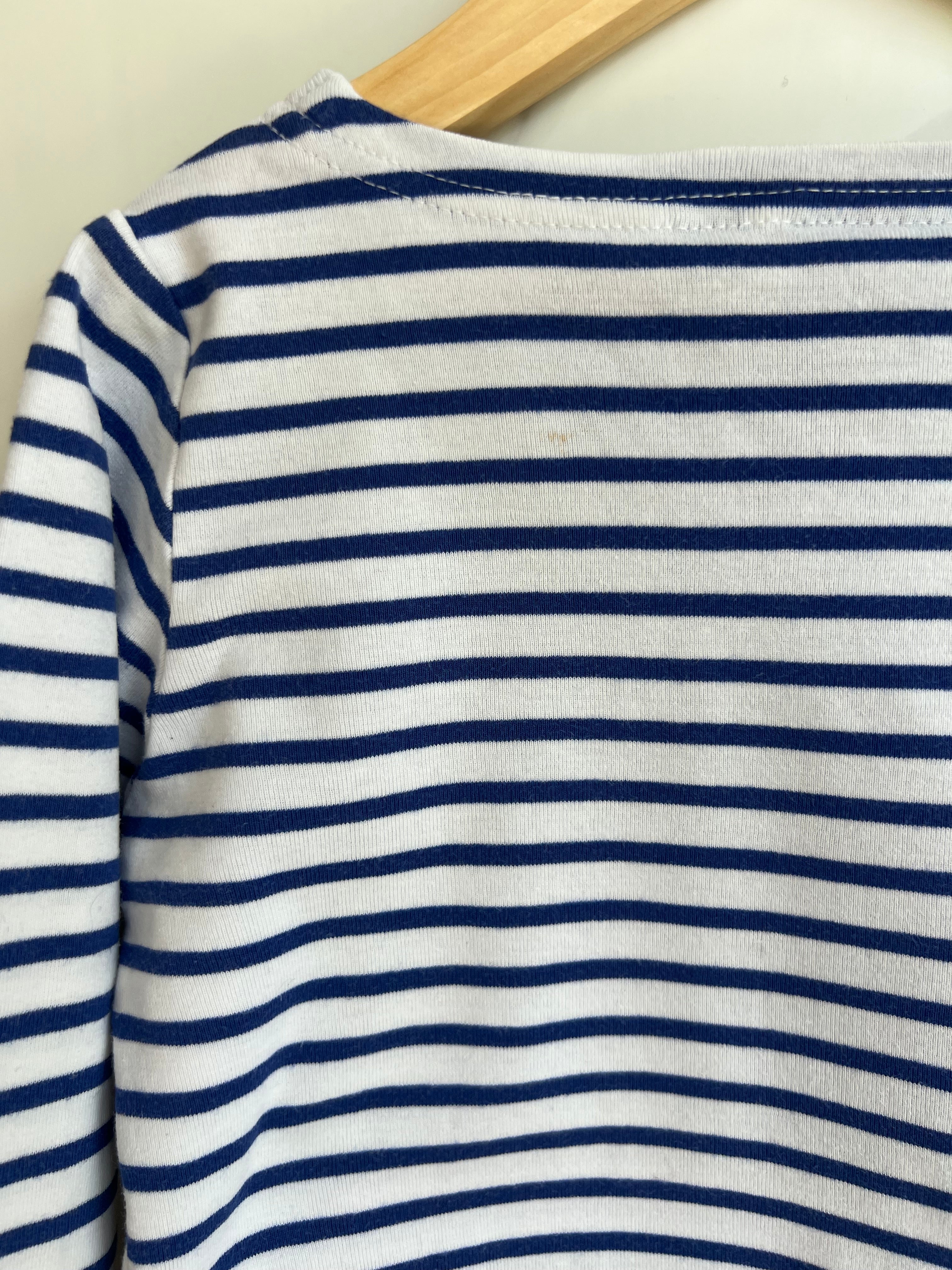 Mini Boden Navy & White Striped Long-Sleeved Top Age 5-6 Years