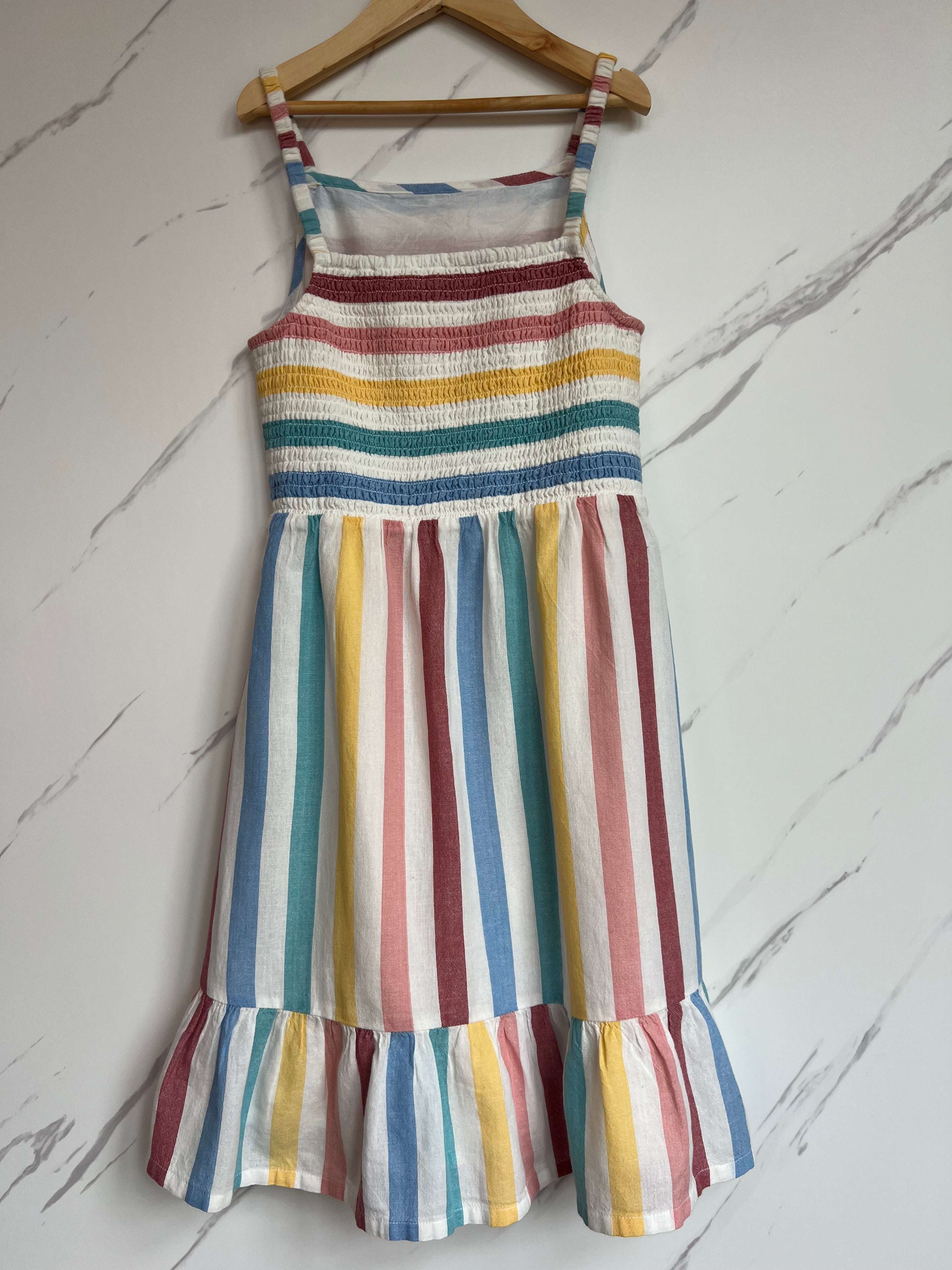 Fatface Rainbow Striped Dress Age 10-11 Years