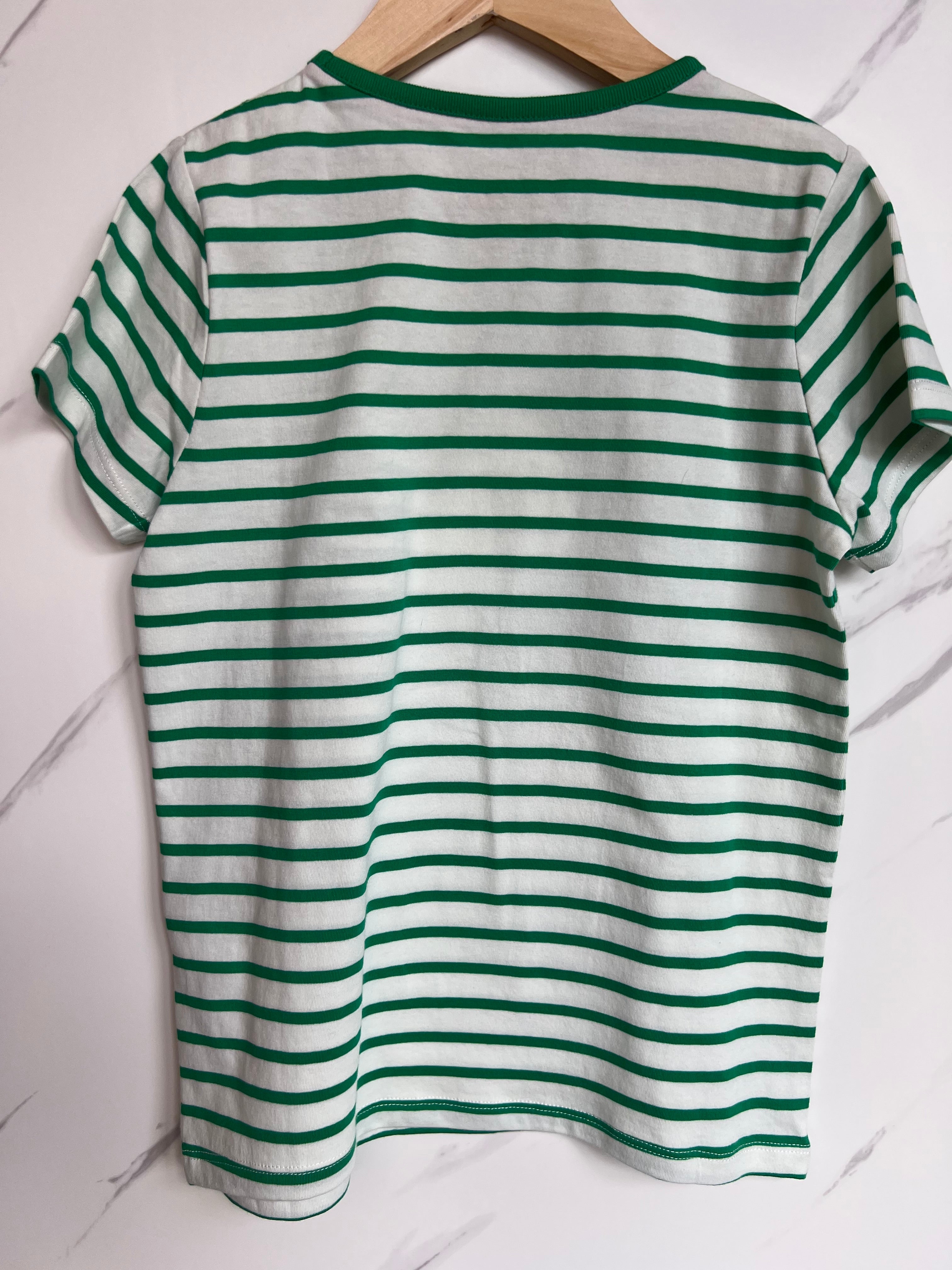 Boden Green Striped Rainbow Sequin T-Shirt Age 8-9 Years