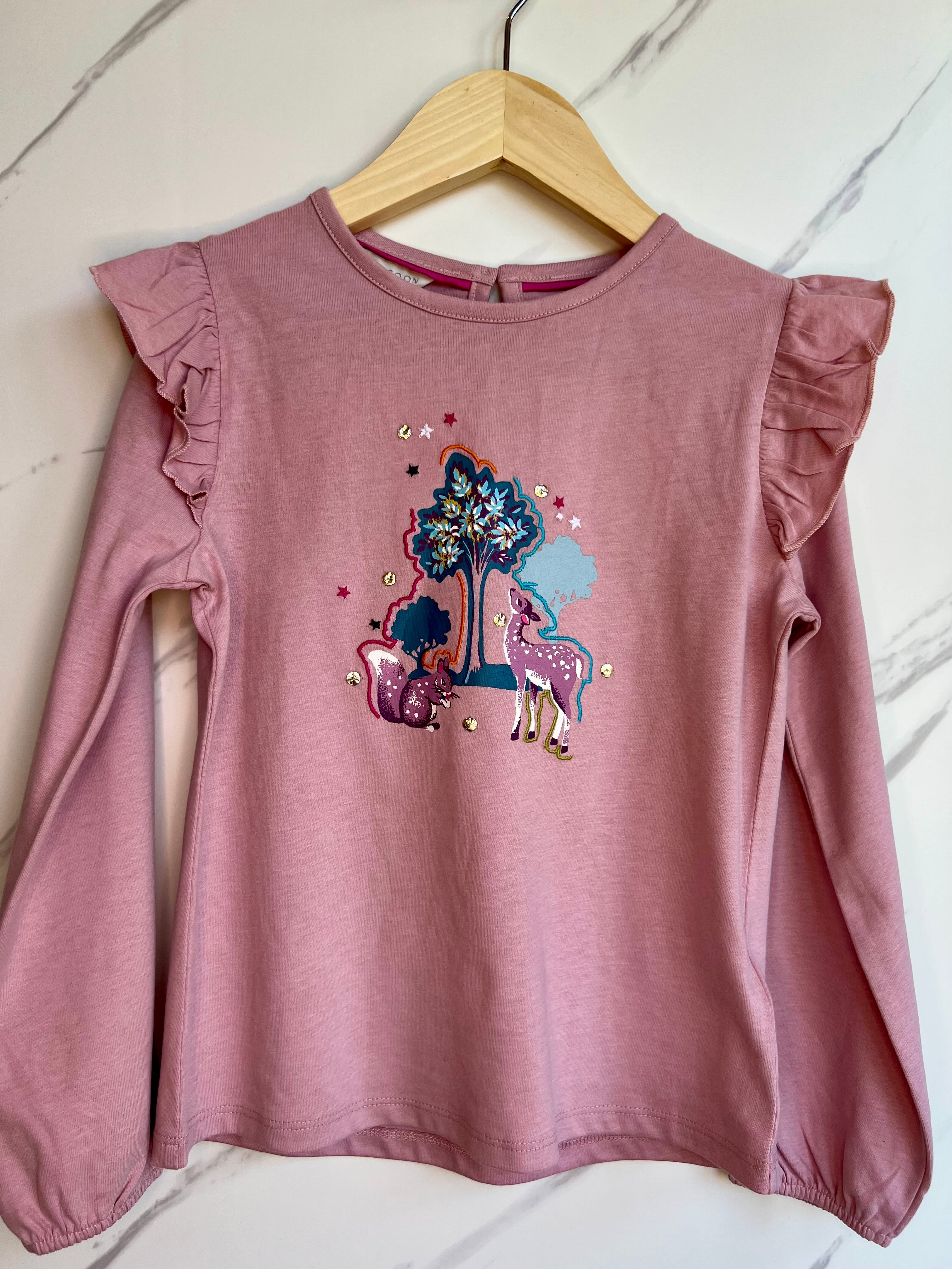 Monsoon Pink Woodland Scene Long-Sleeved Top Age 7-8 Years