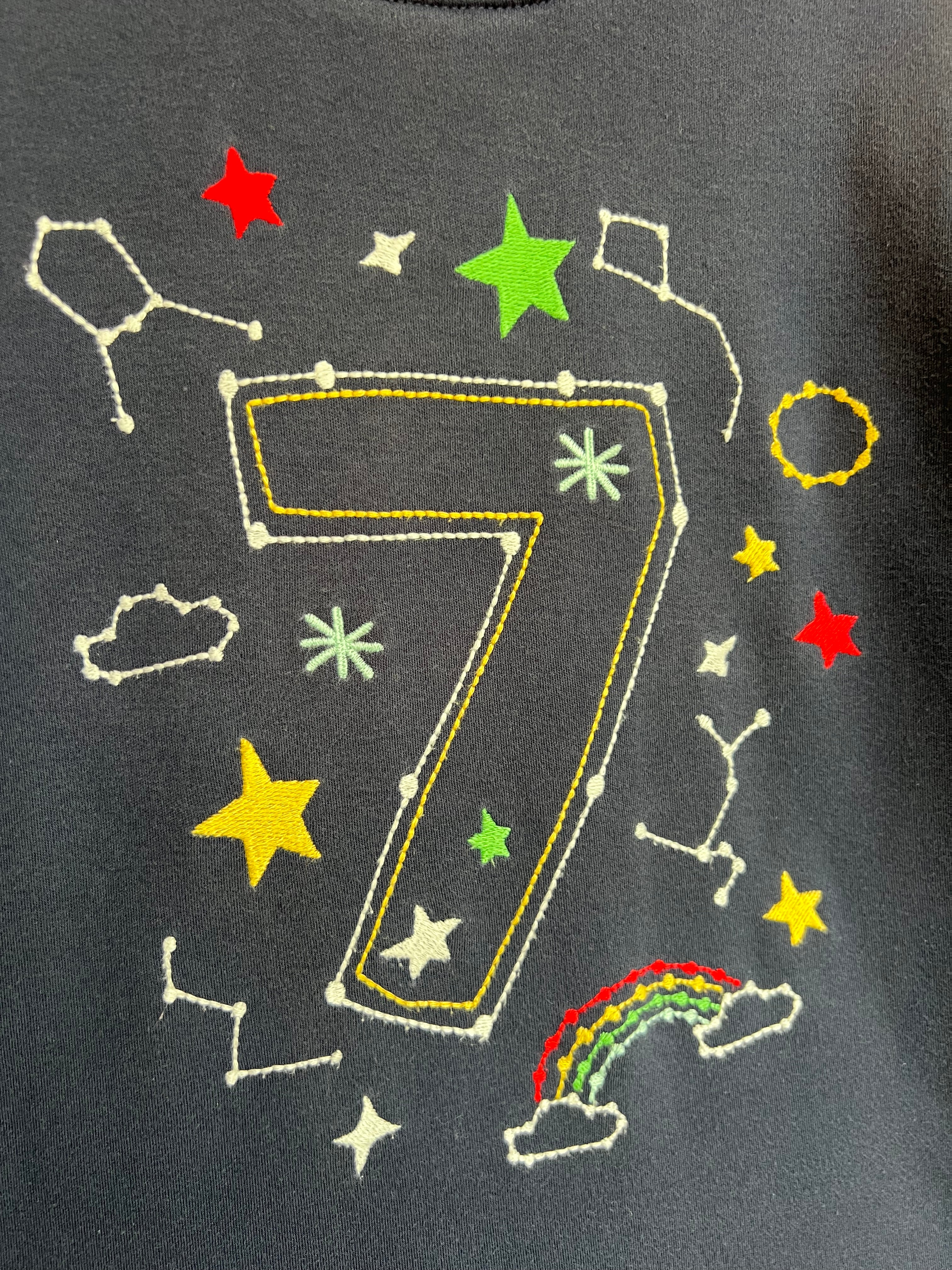 Frugi Navy "7" Long Sleeved Top Age 7-8 Years