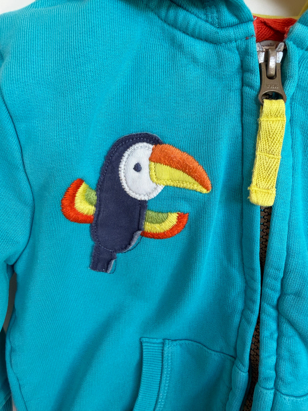 Frugi Turquoise Toucan & Rainbow Hooded Jacket Age 2-3 Years