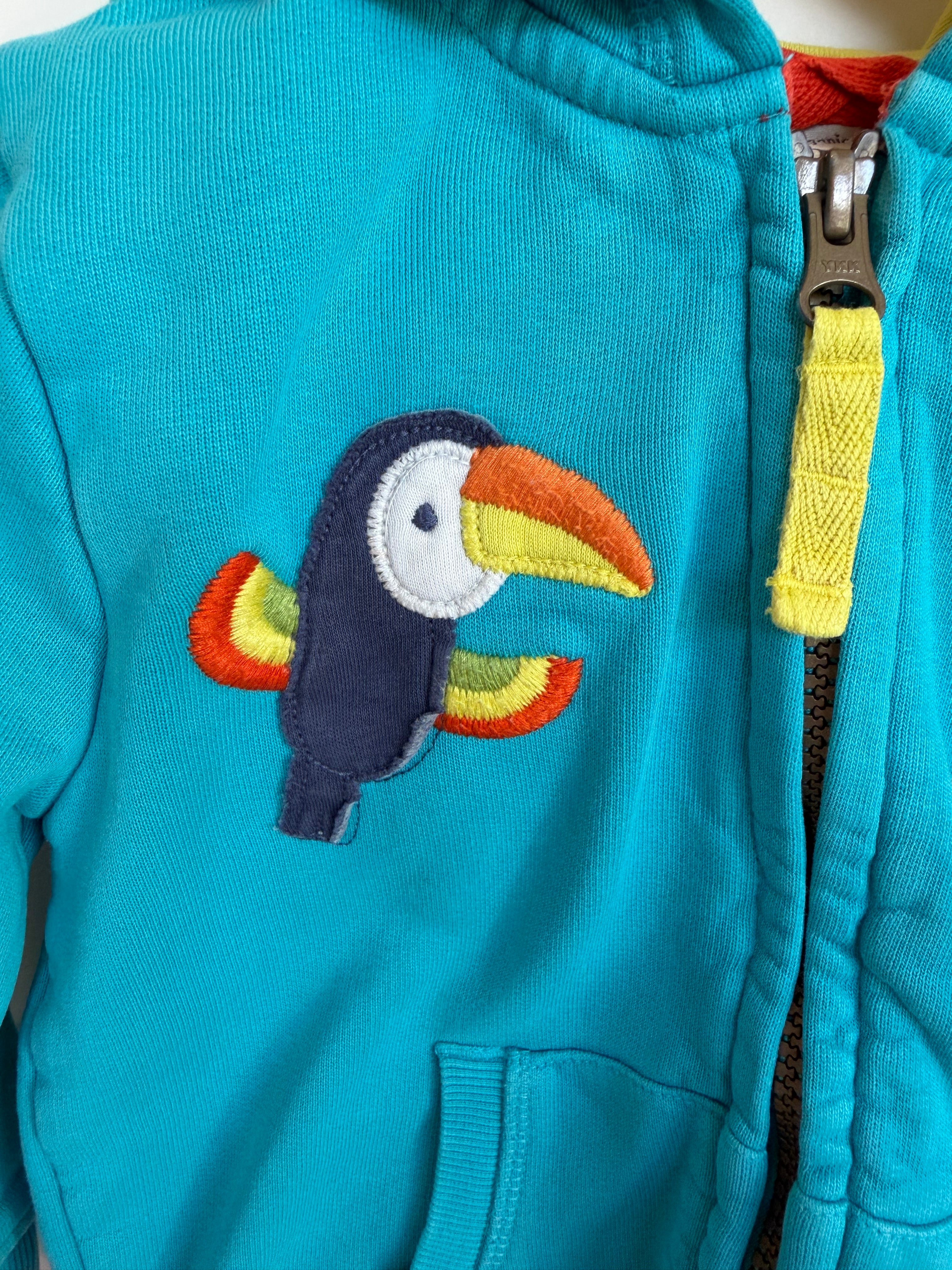 Frugi Turquoise Toucan & Rainbow Hooded Jacket Age 2-3 Years