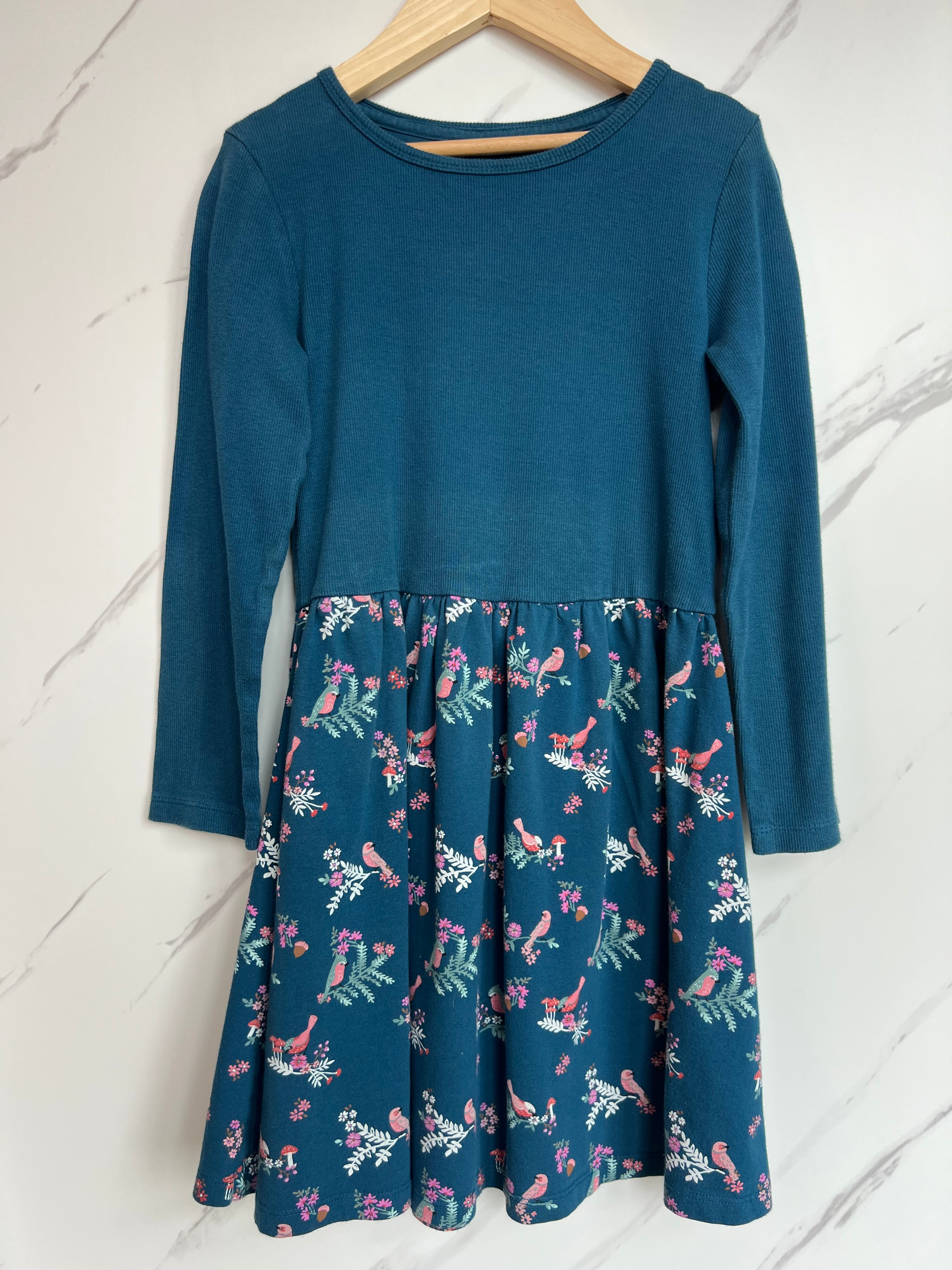 John Lewis Teal Bird Dress Age 7 Years
