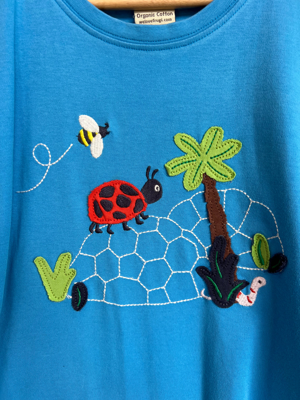 Frugi Blue Labybug & Bee T-Shirt Age 6-7 Years