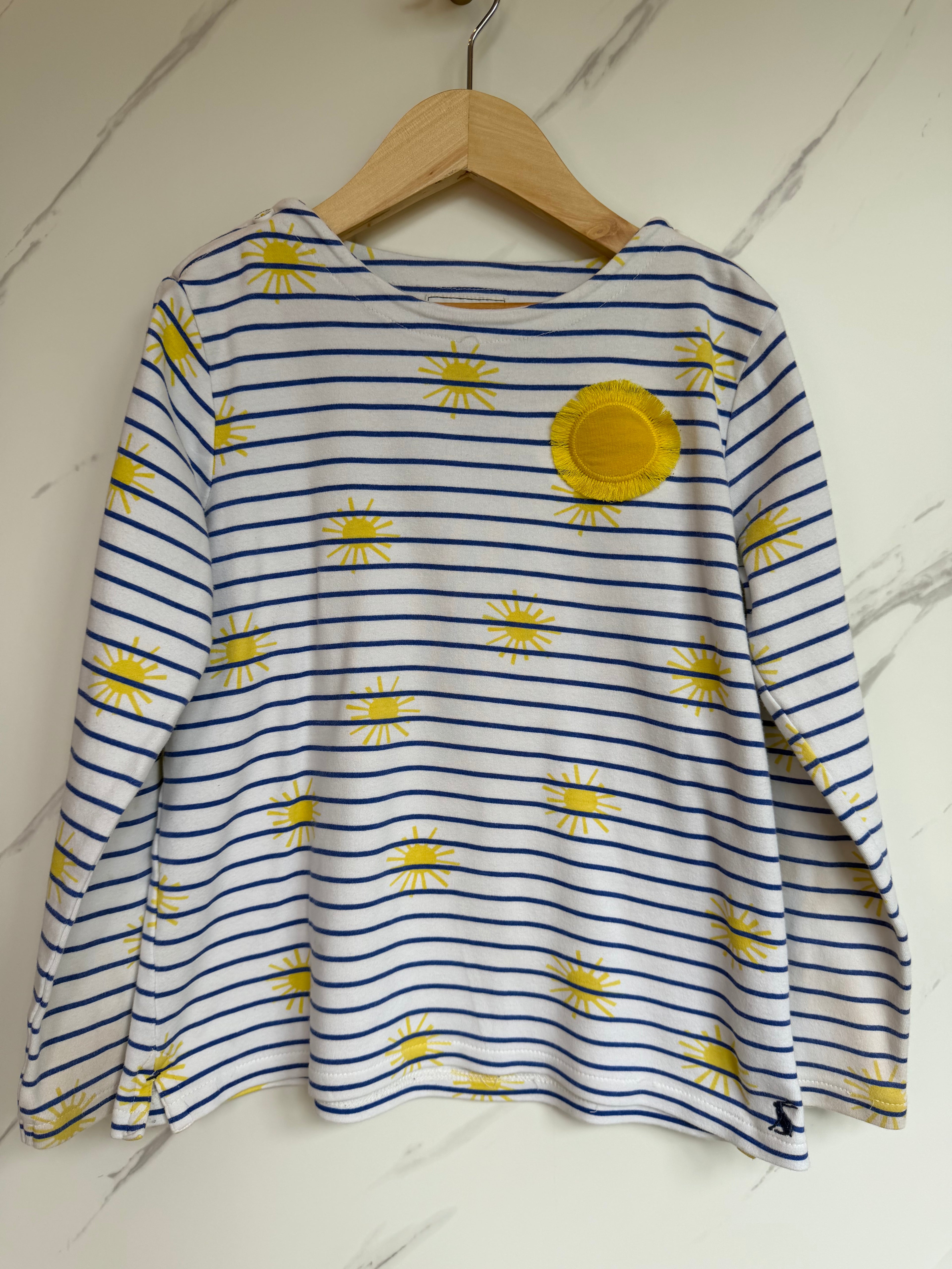 Joules White Striped Sun Long-Sleeved Top Age 9 Years