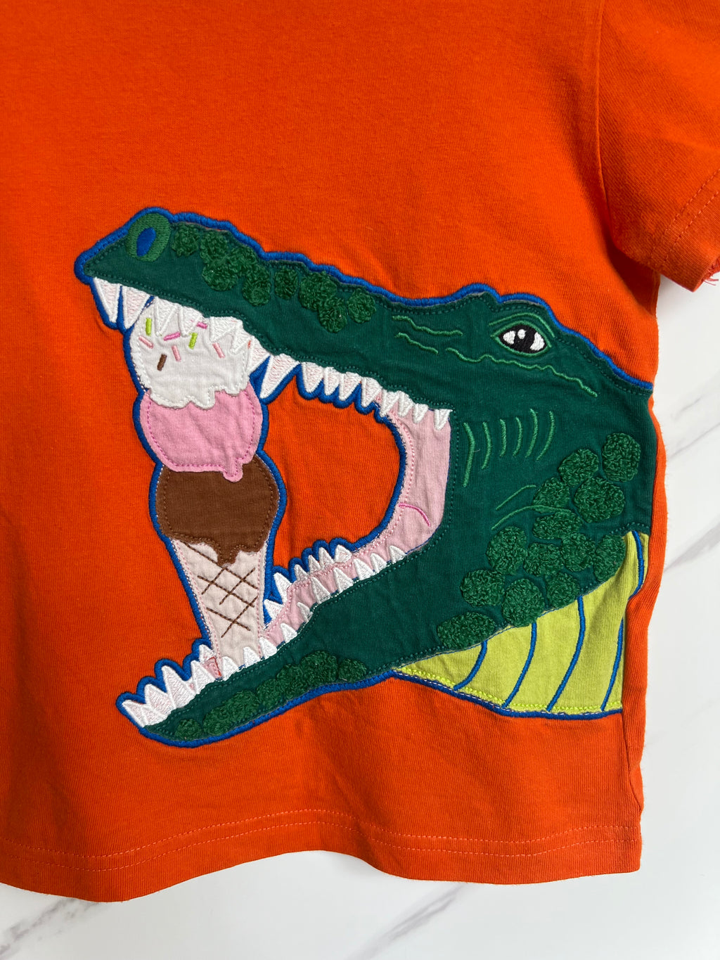 Boden Orange Ice-Cream Croc T-Shirt Age 4-5 Years