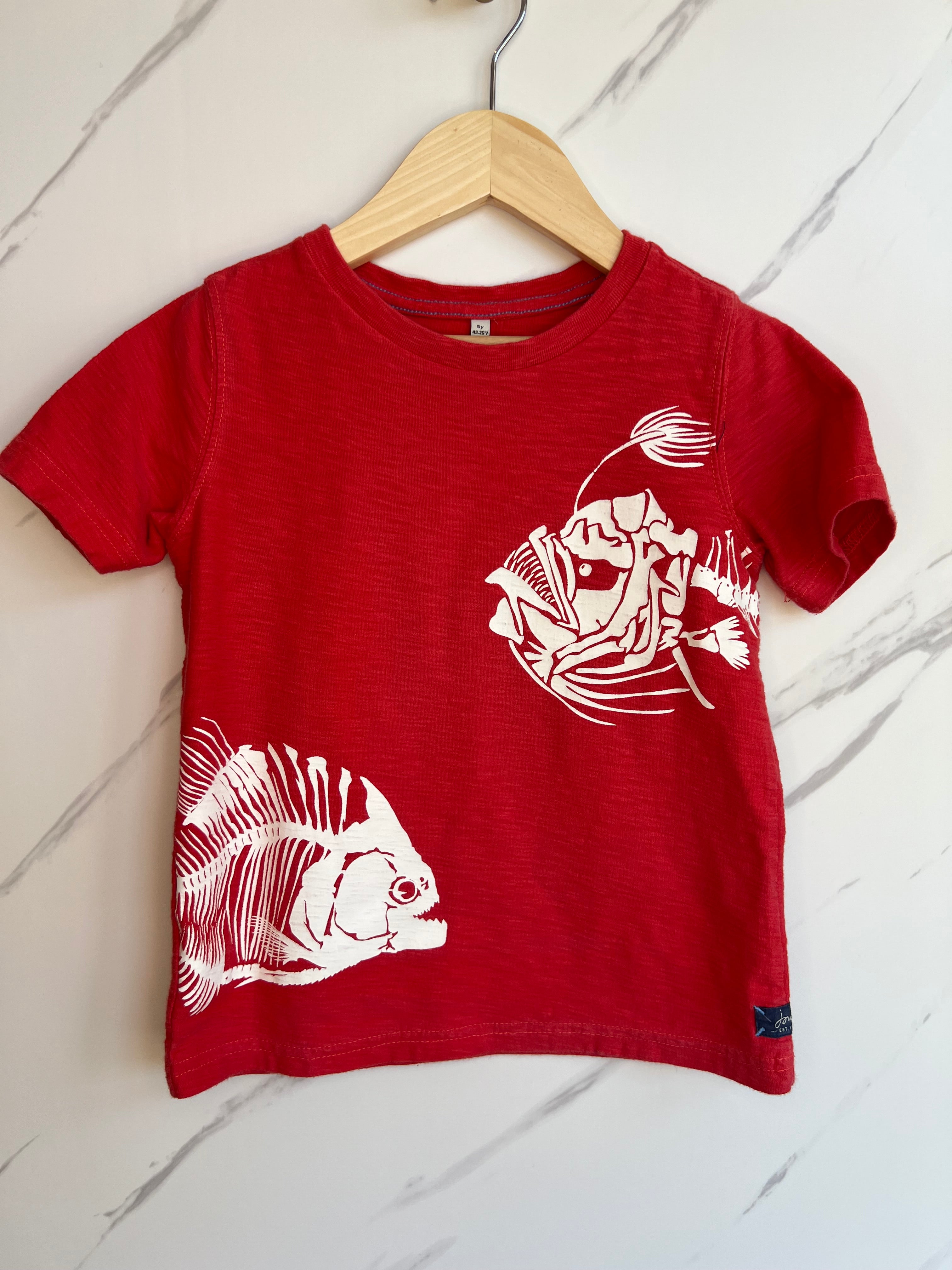 Joules Red Piranha Print T-shirt Age 4-5 Years