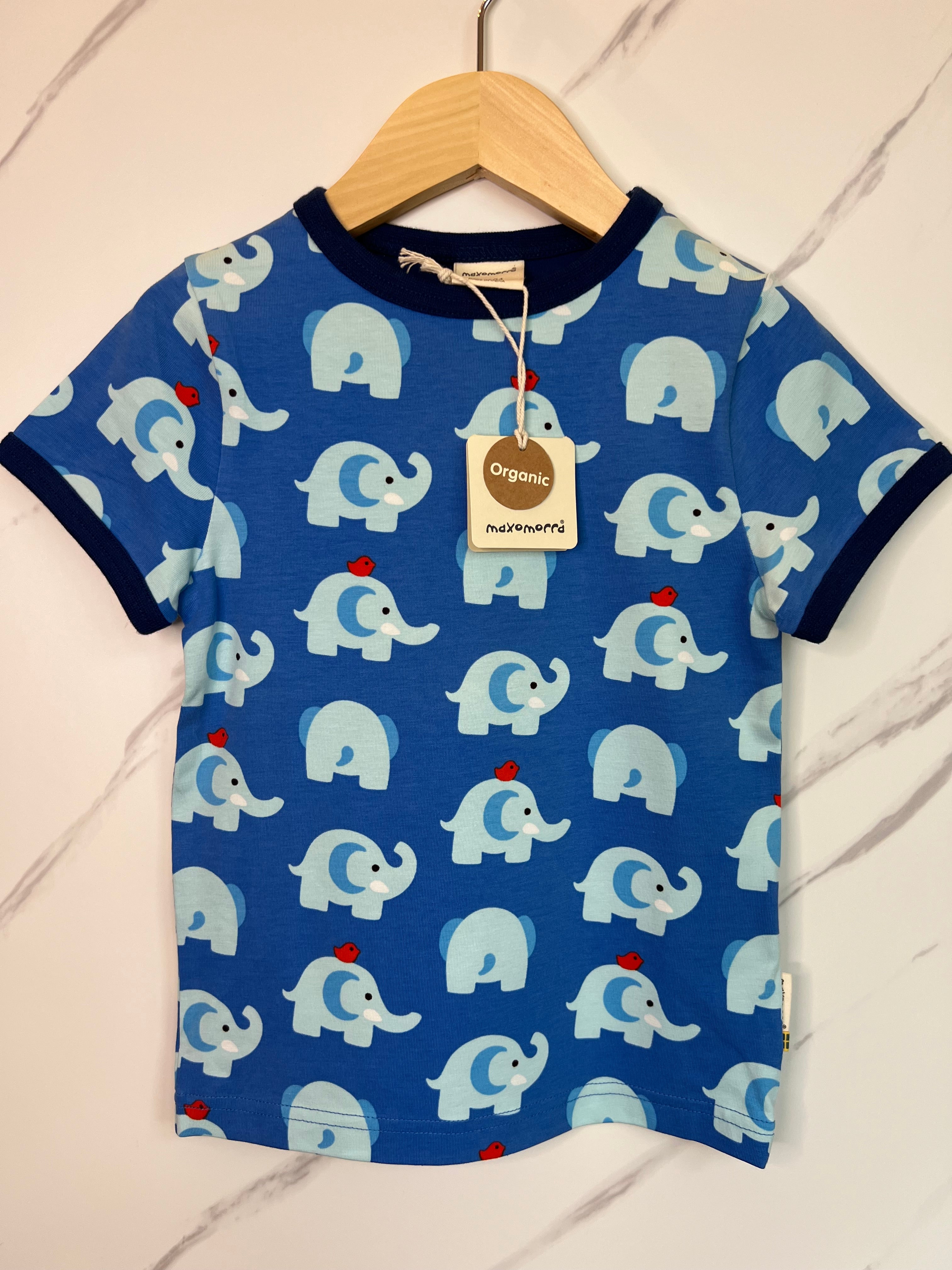 Maxomorra Blue Elephant T-Shirt Age 3-4 Years