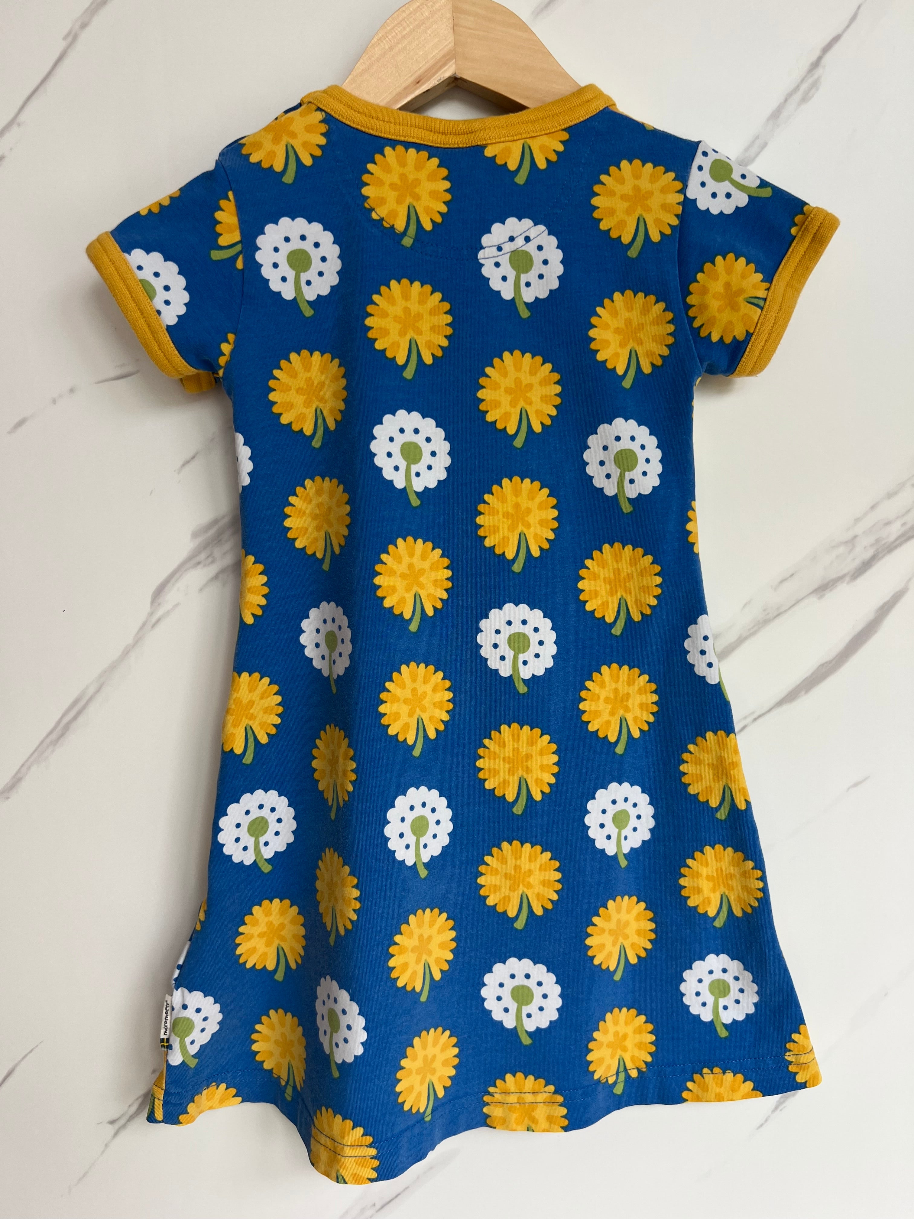 Maxomorra Blue & Yellow Dandelion Dress Age 18-24 months