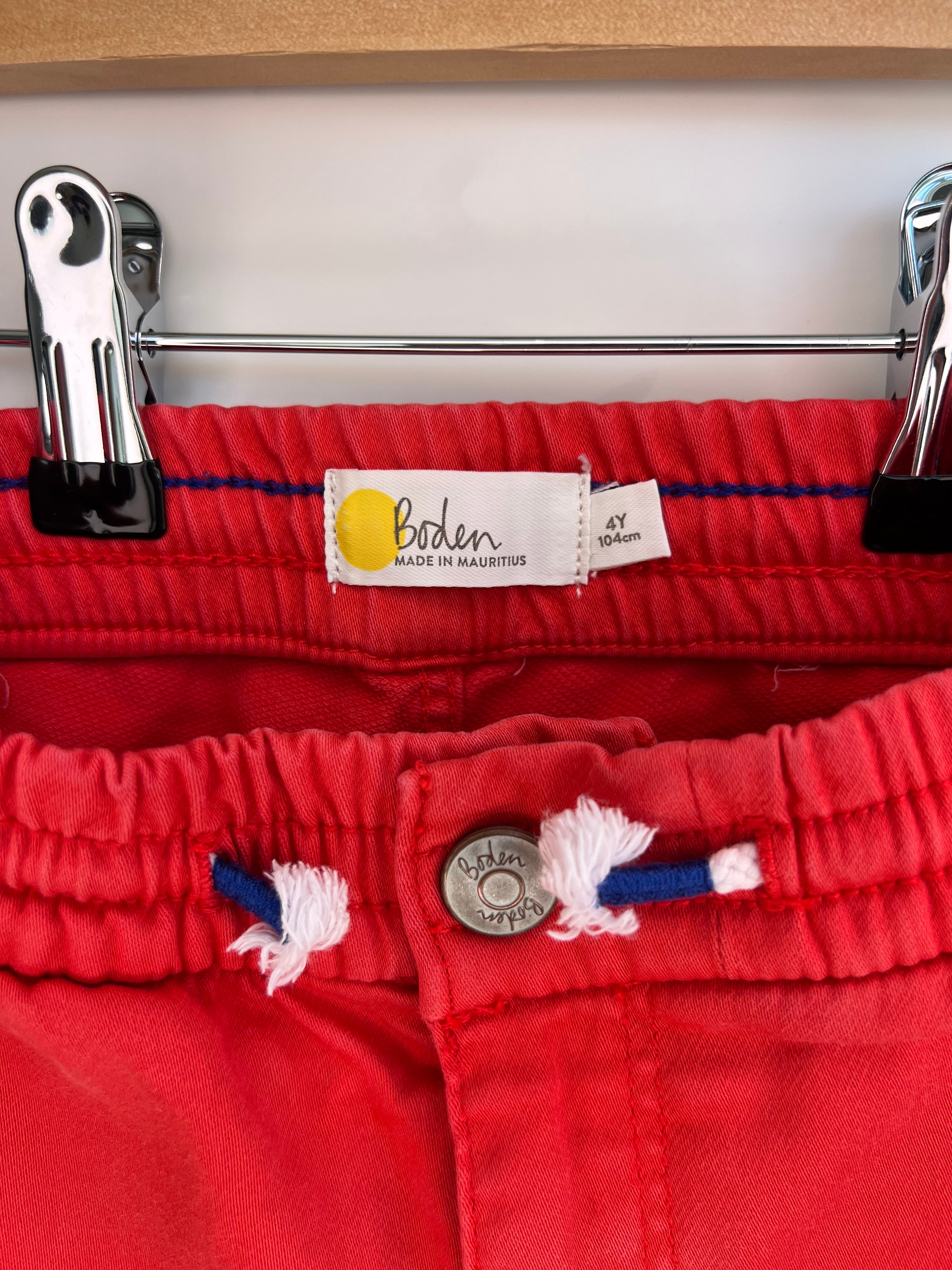 Boden Stretchy Red Shorts Age 4 Years