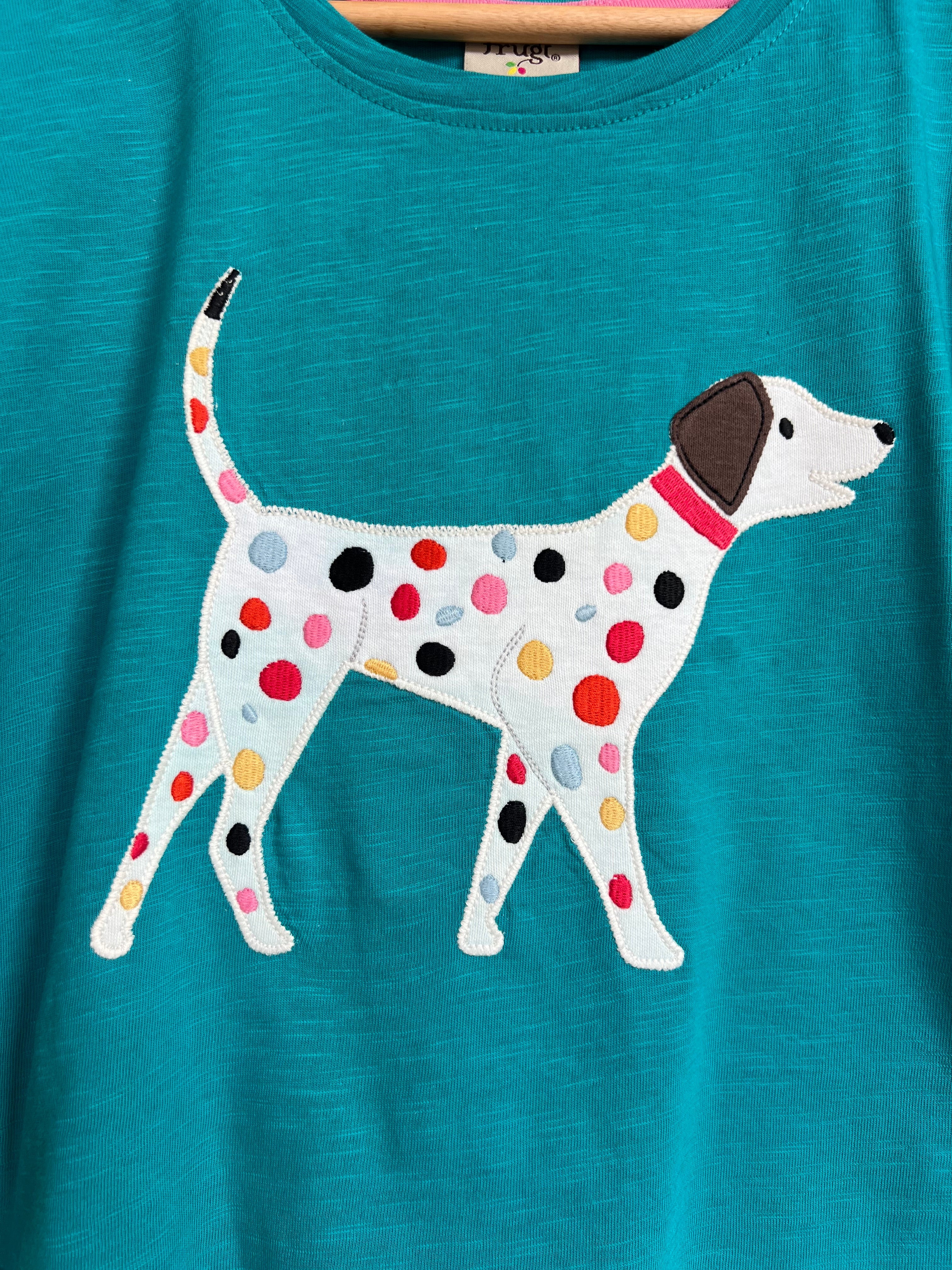 Frugi Turquoise Dalmatian T-Shirt Age 5-6 Years