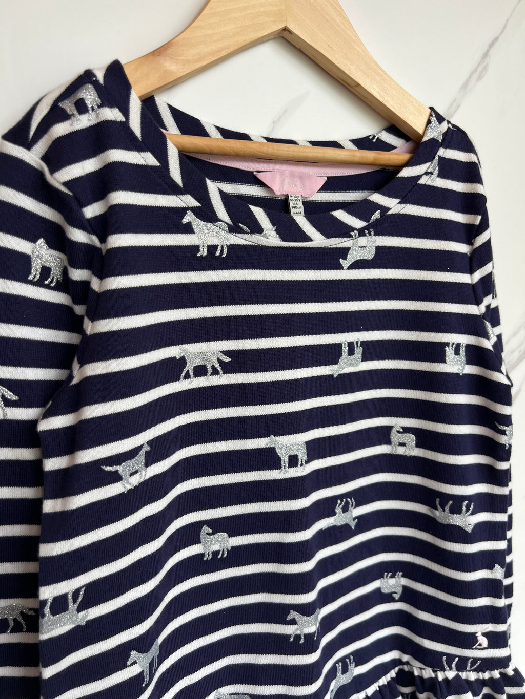 Joules Peplum Striped Top with Horse Design Age 9-10 Years