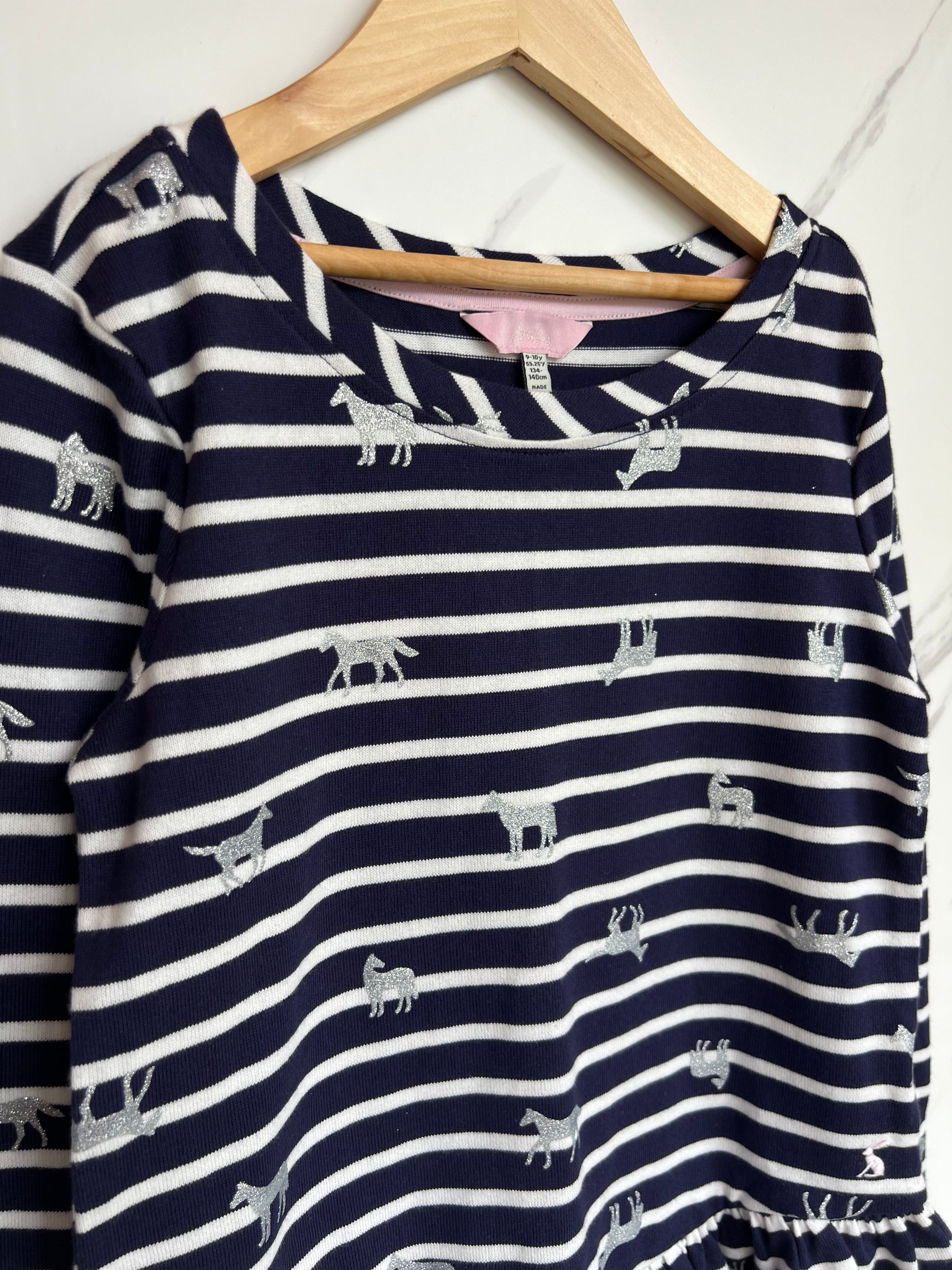 Joules Peplum Striped Top with Horse Design Age 9-10 Years