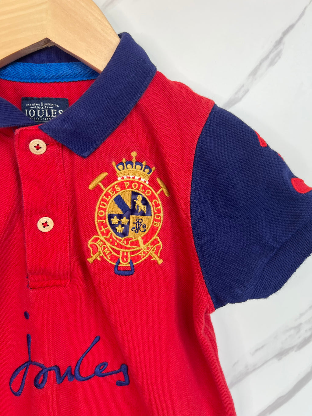 Joules Red & Navy Polo Shirt Age 5 Years
