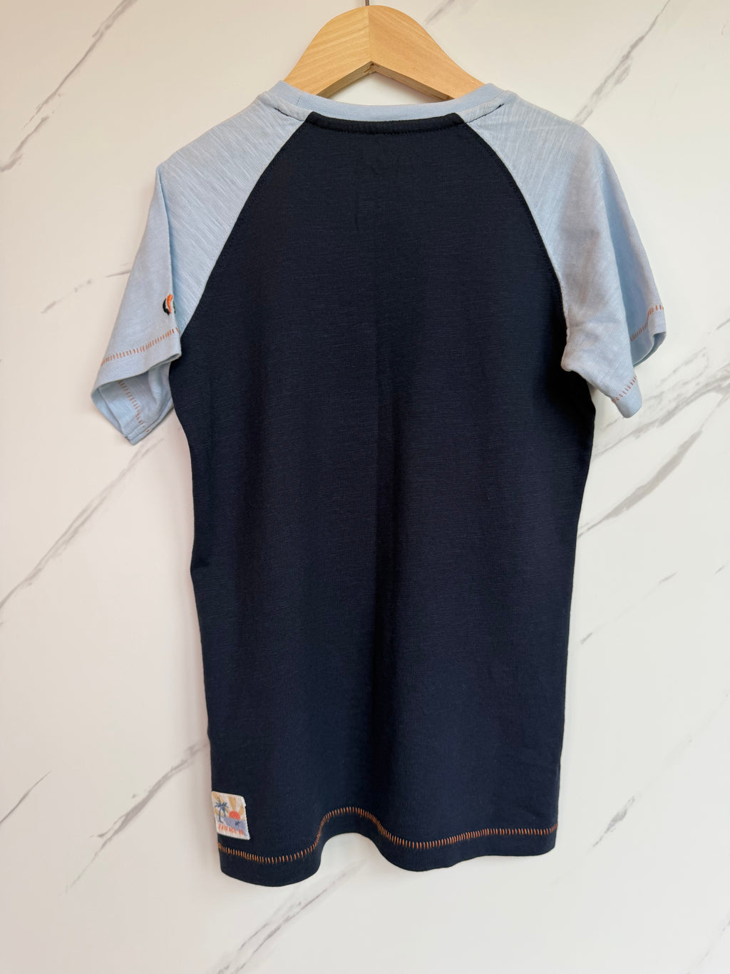 FatFace Navy Tropical Shark T-Shirt Age 7-8 Years