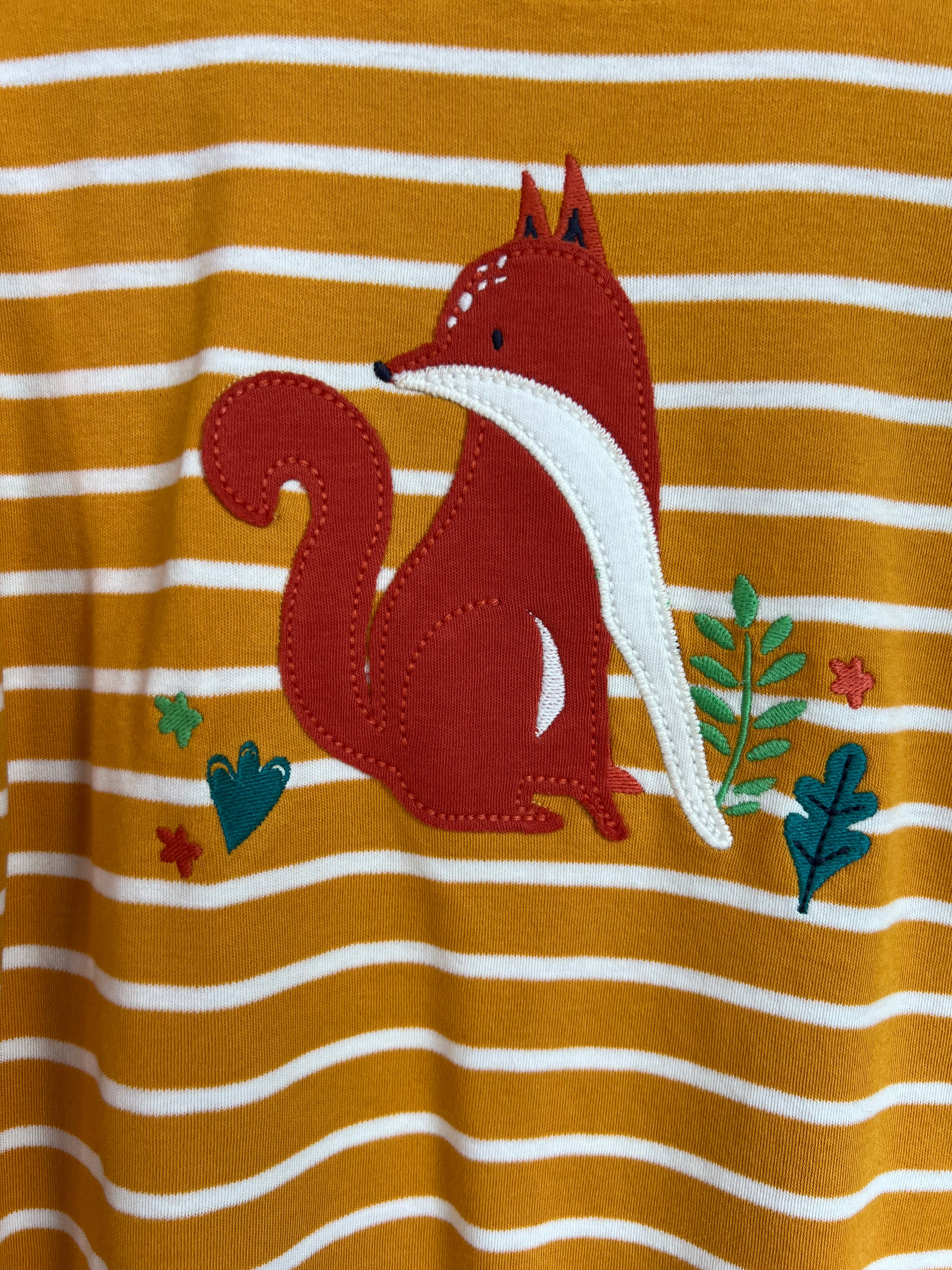Frugi Mustard Striped Fox Long-Sleeved Top Age 4-5 Years