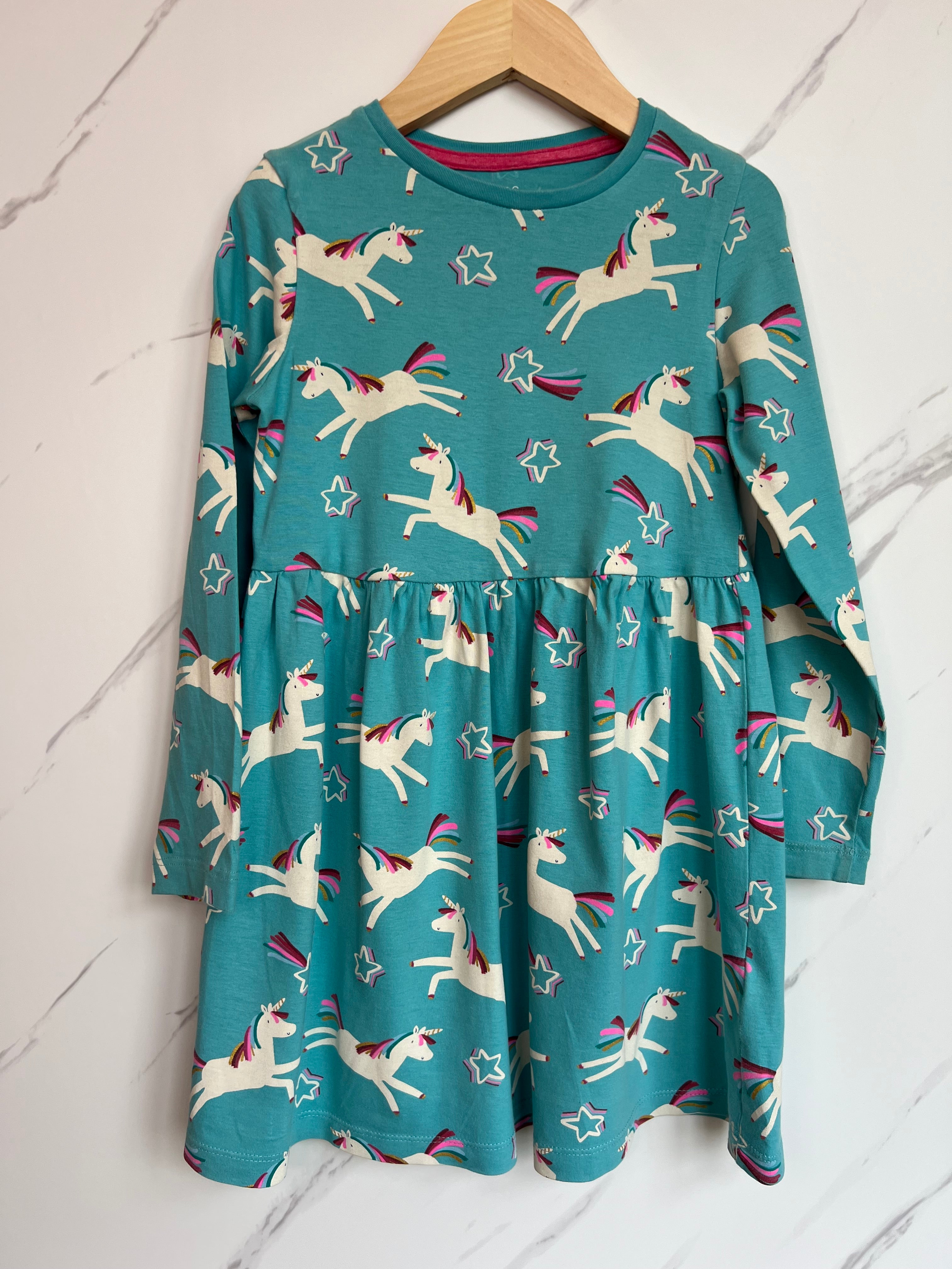 M&S Unicorn Jersey Dress Age 6-7 Years