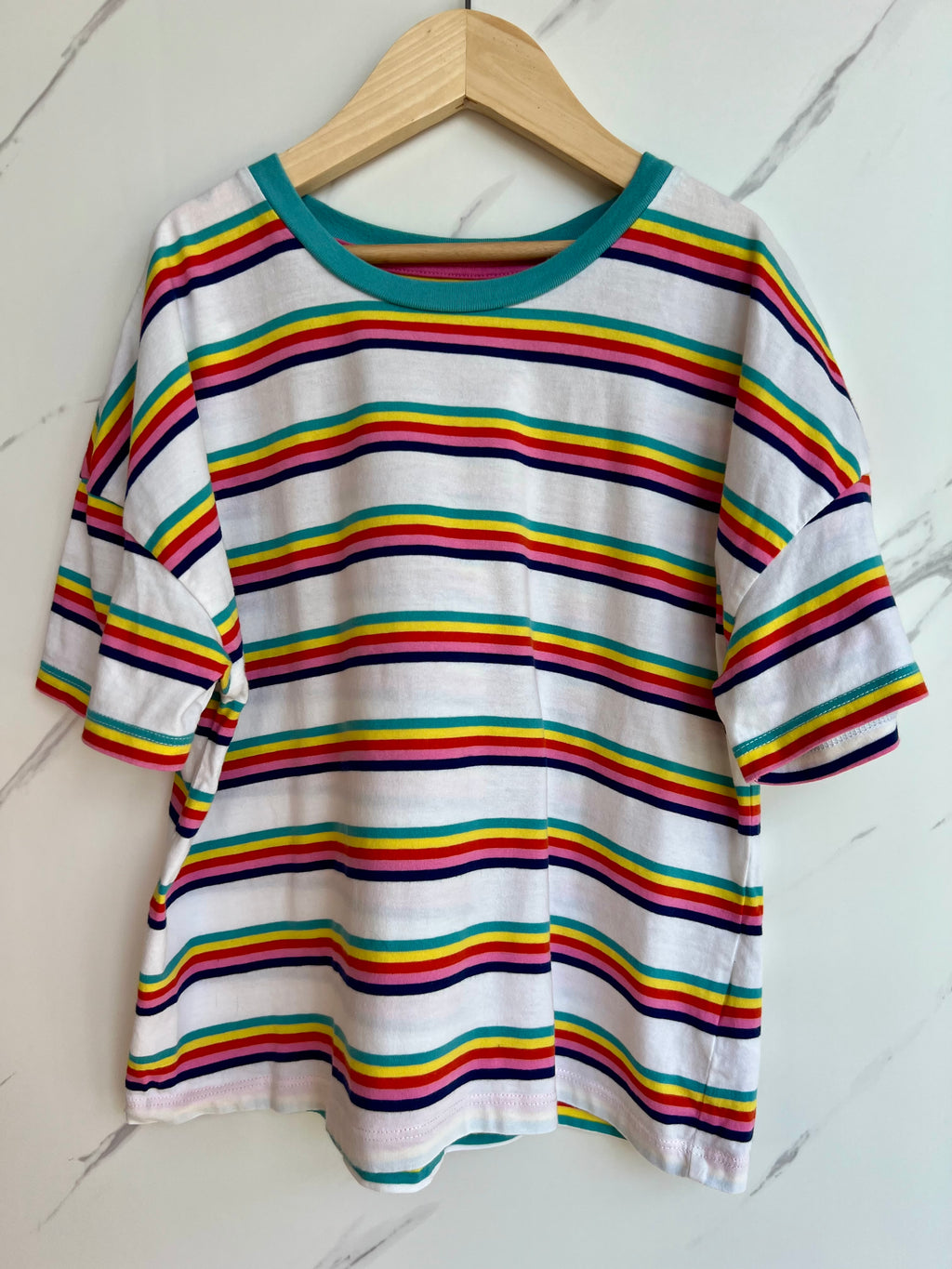 Boden White Rainbow Striped T-Shirt Age 11-12 Years