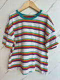 Boden White Rainbow Striped T-Shirt Age 11-12 Years