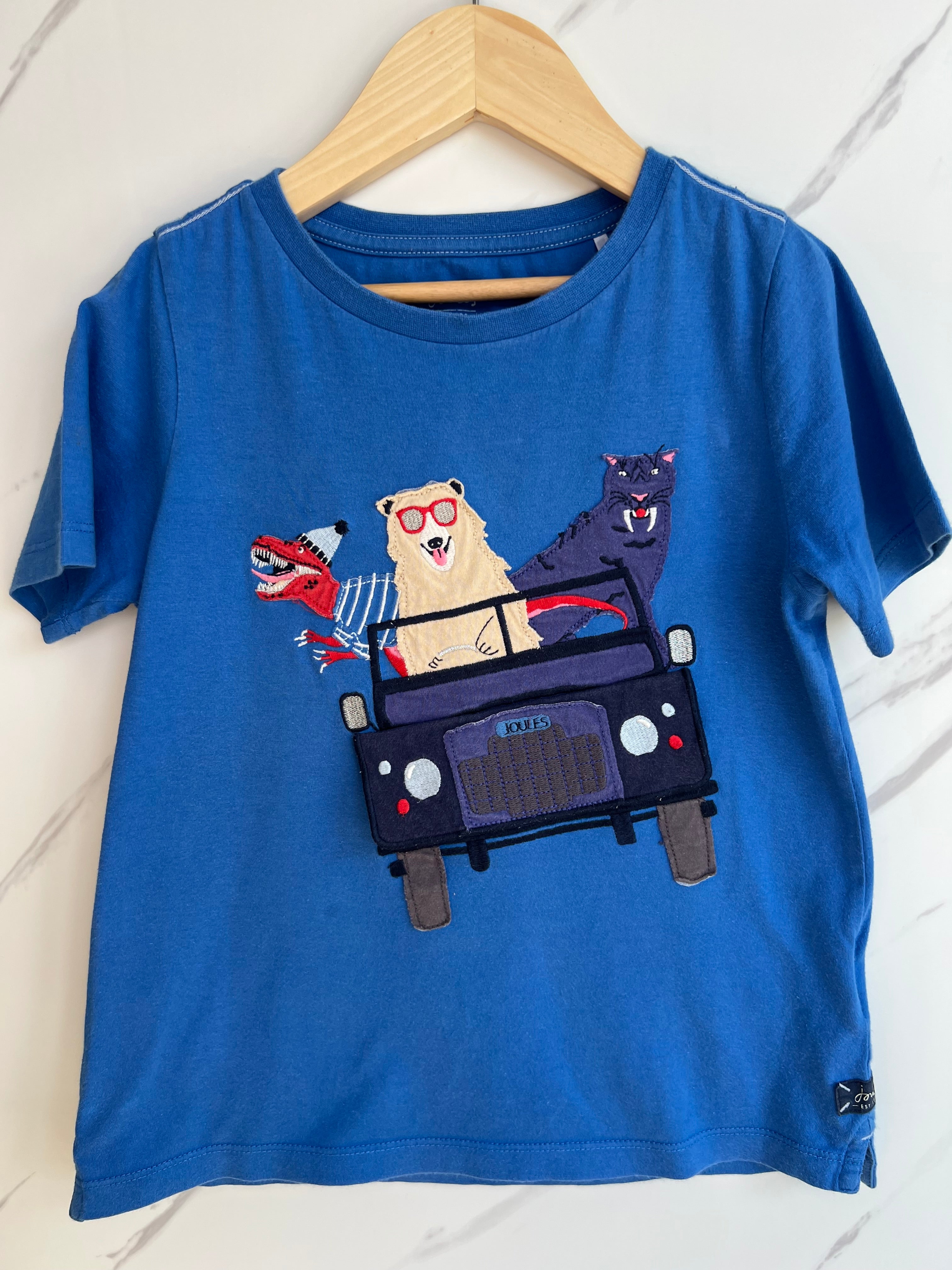 Joules Blue Driving Bear T-Shirt Age 8 Years