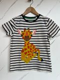 Boden Navy Striped Giraffe T-Shirt Age 8-9 Years