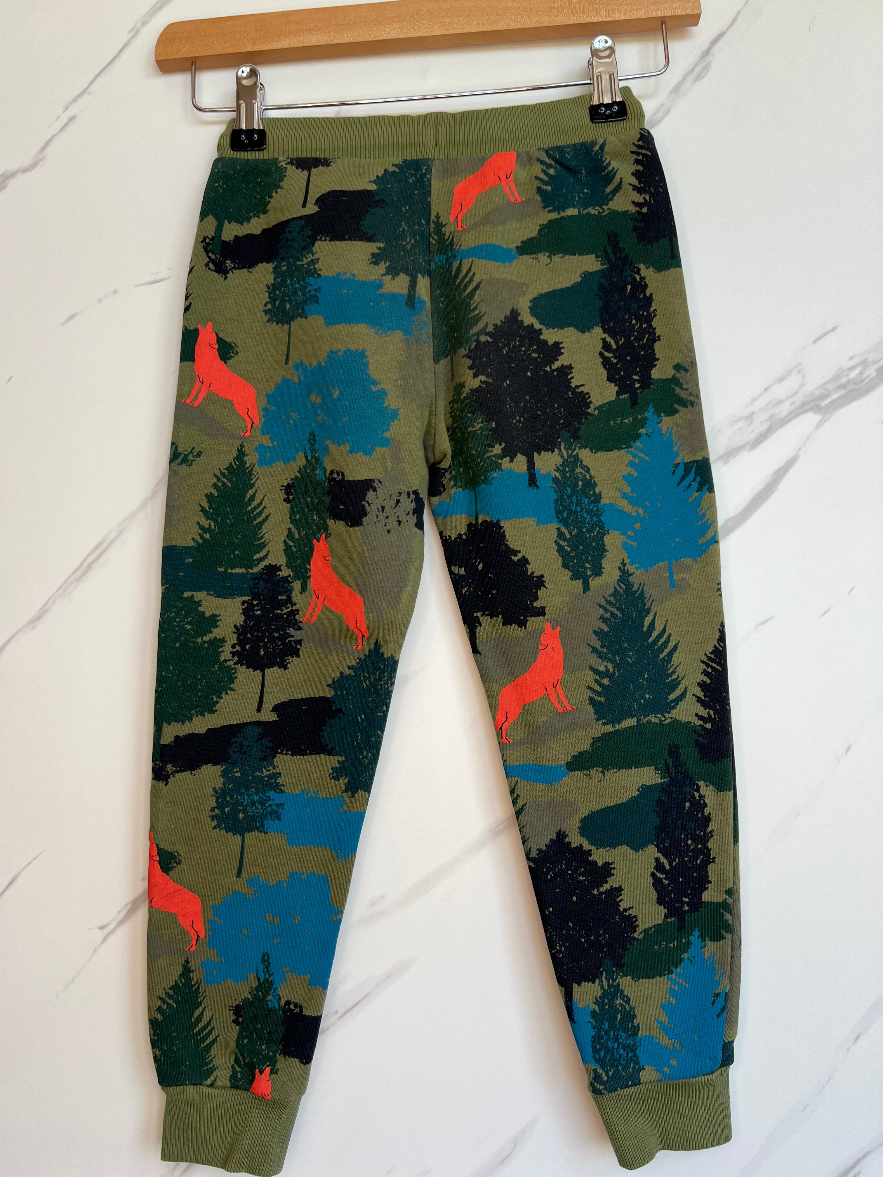 M&S Khaki Joggers with Woodland Wolves Design Age 5-6 Years