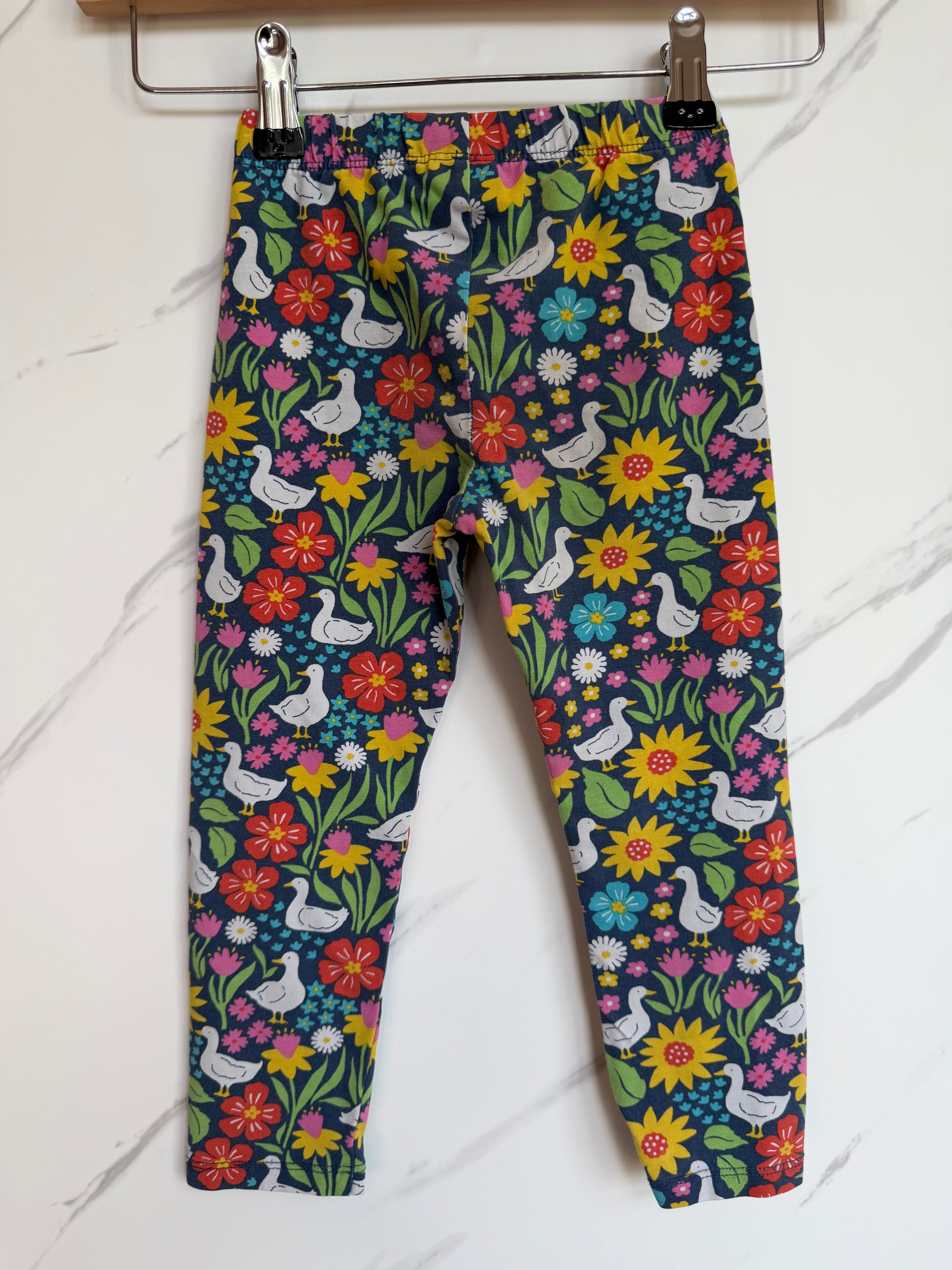 Frugi Navy Floral Duck Leggings Age 2-3 Years