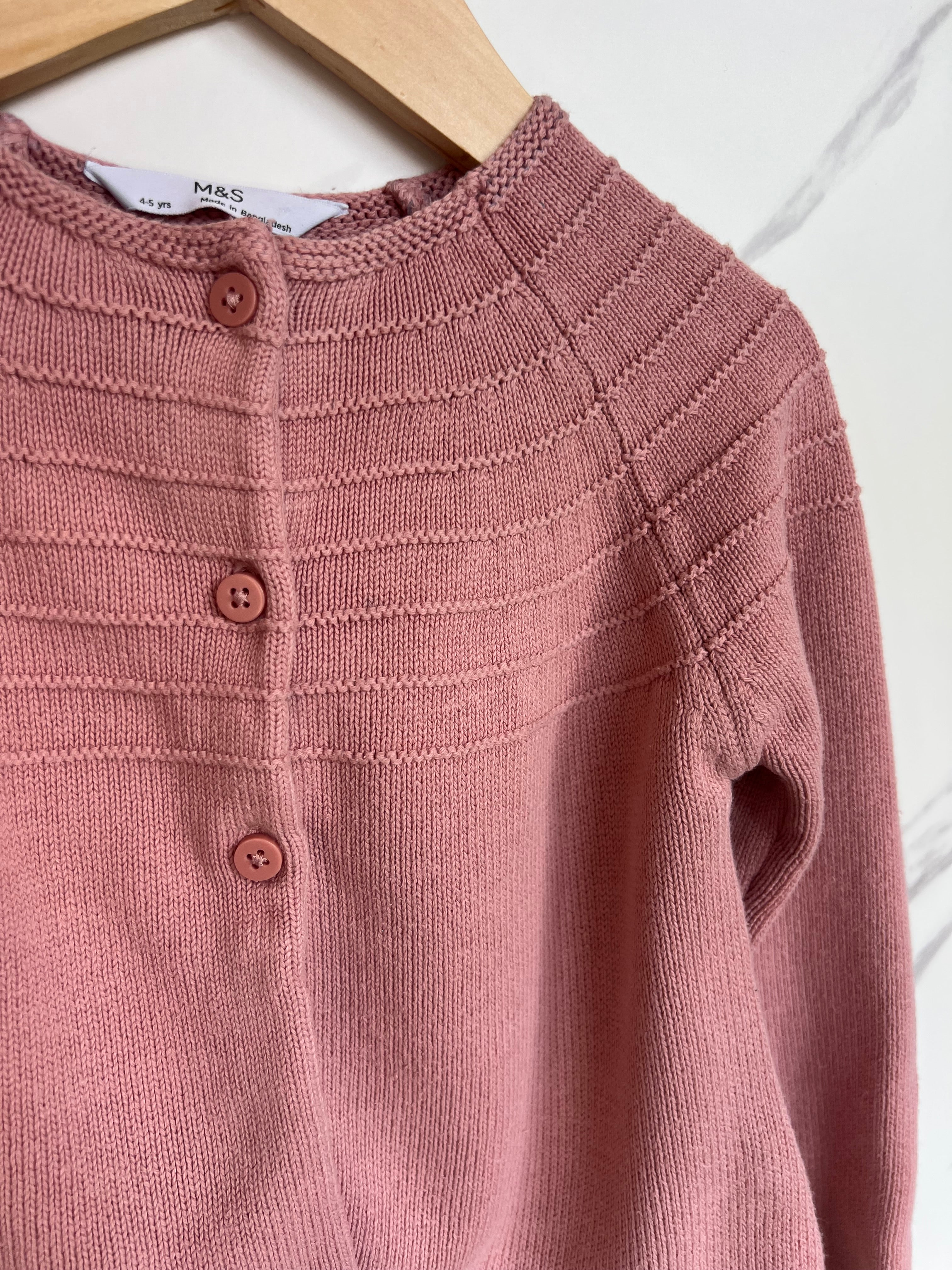 M&S Dusky Pink Cardigan Age 4-5 Years