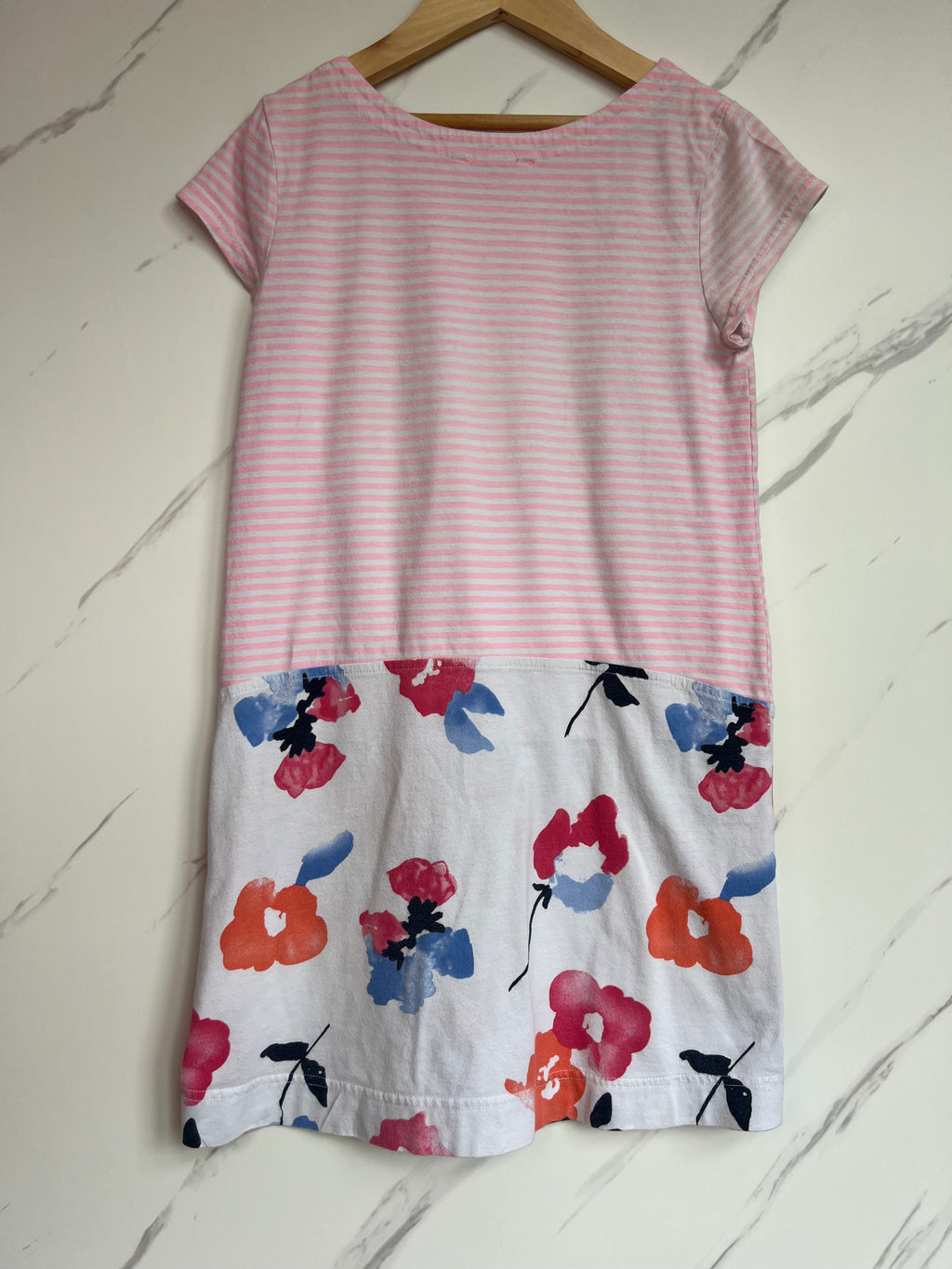 Joules Pink Striped & Floral Dress Age 9-10 Years