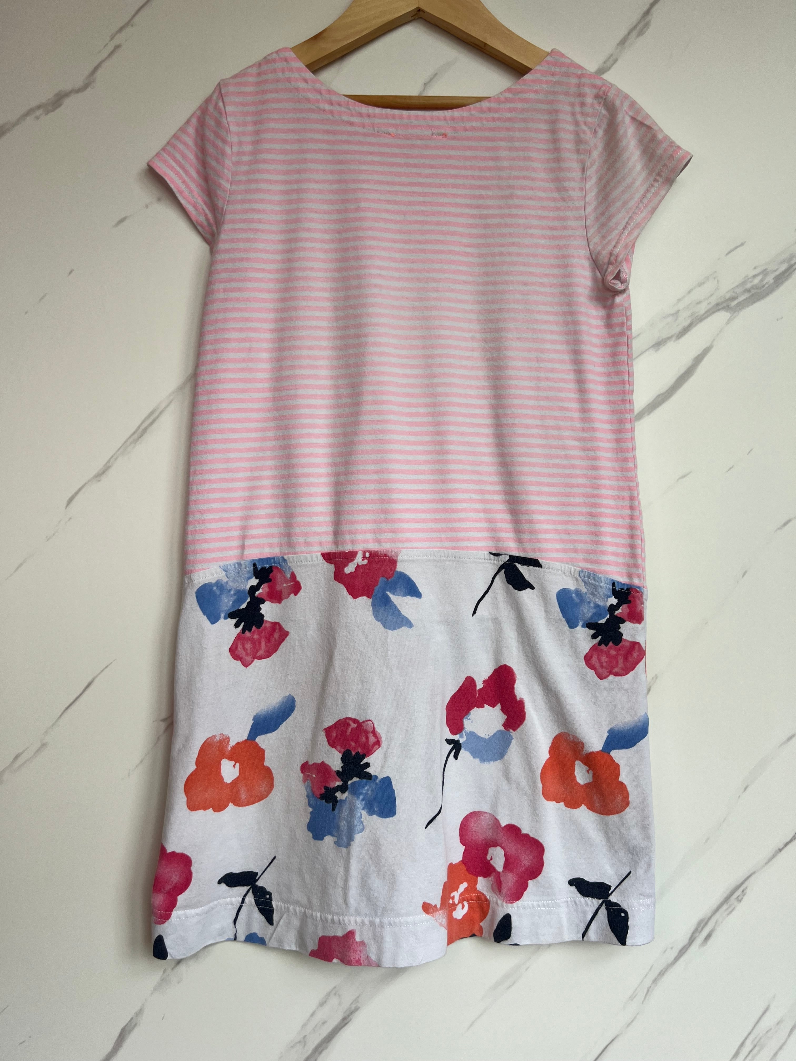Joules Pink Striped & Floral Dress Age 9-10 Years