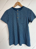 Boden Blue Striped Button T-Shirt Age 11-12 Years