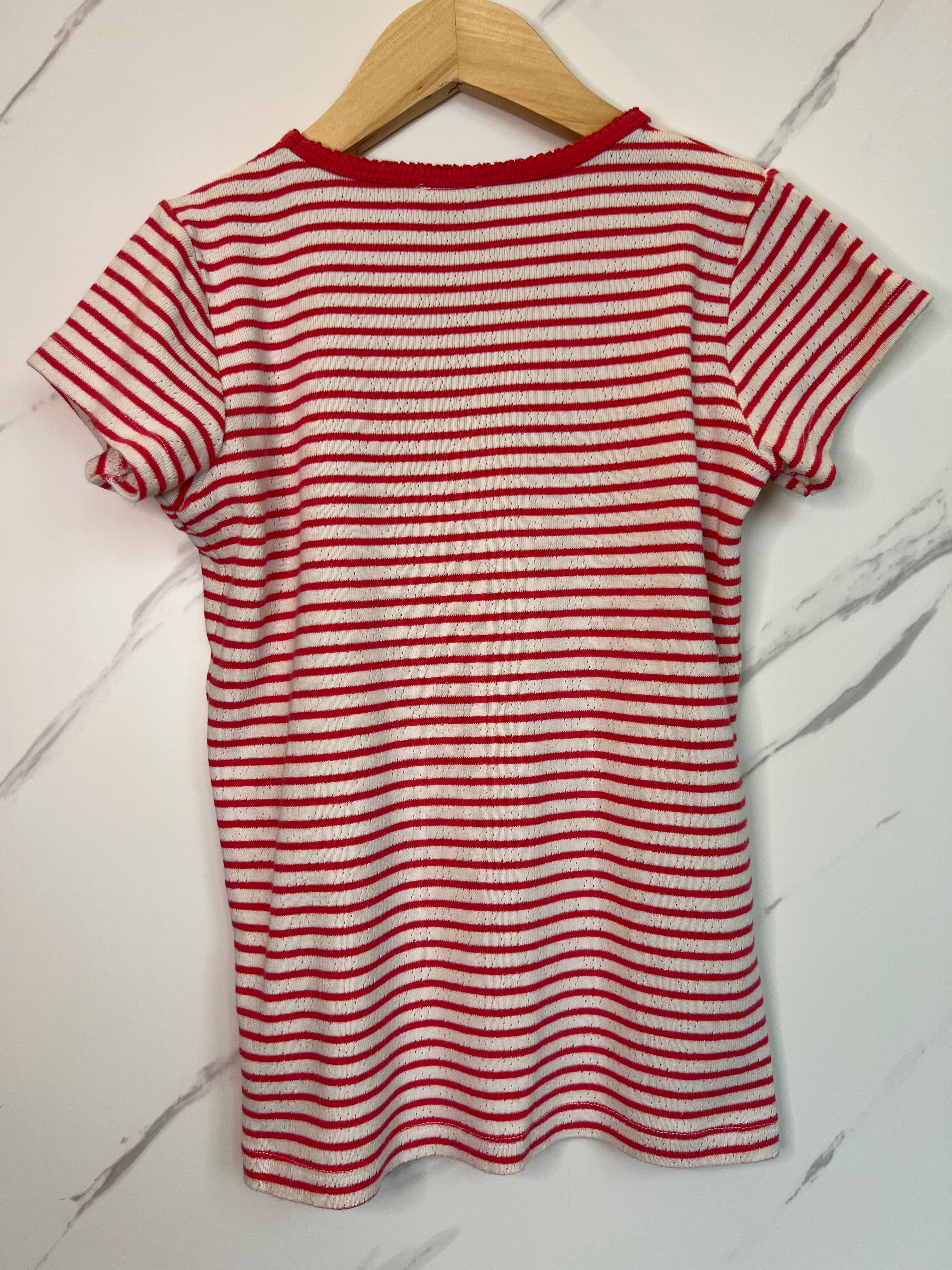Frugi Pink & White Striped Pontelle T-Shirt Age 9-10 Years