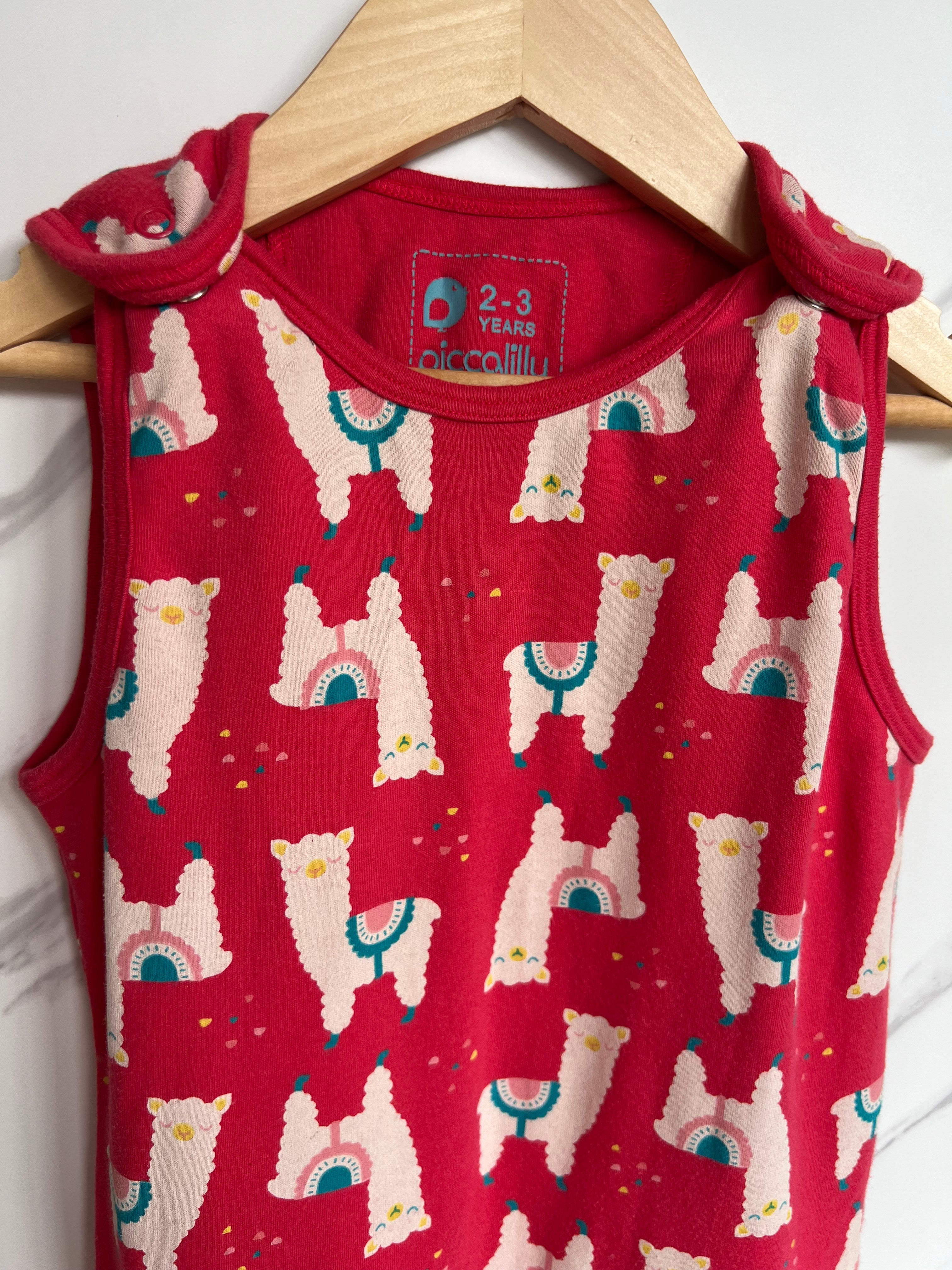 Piccalilly Pink Llama Dungarees Age 2-3 Years
