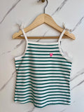 M&S White and Green Striped Vest Top Age 3-4 Years