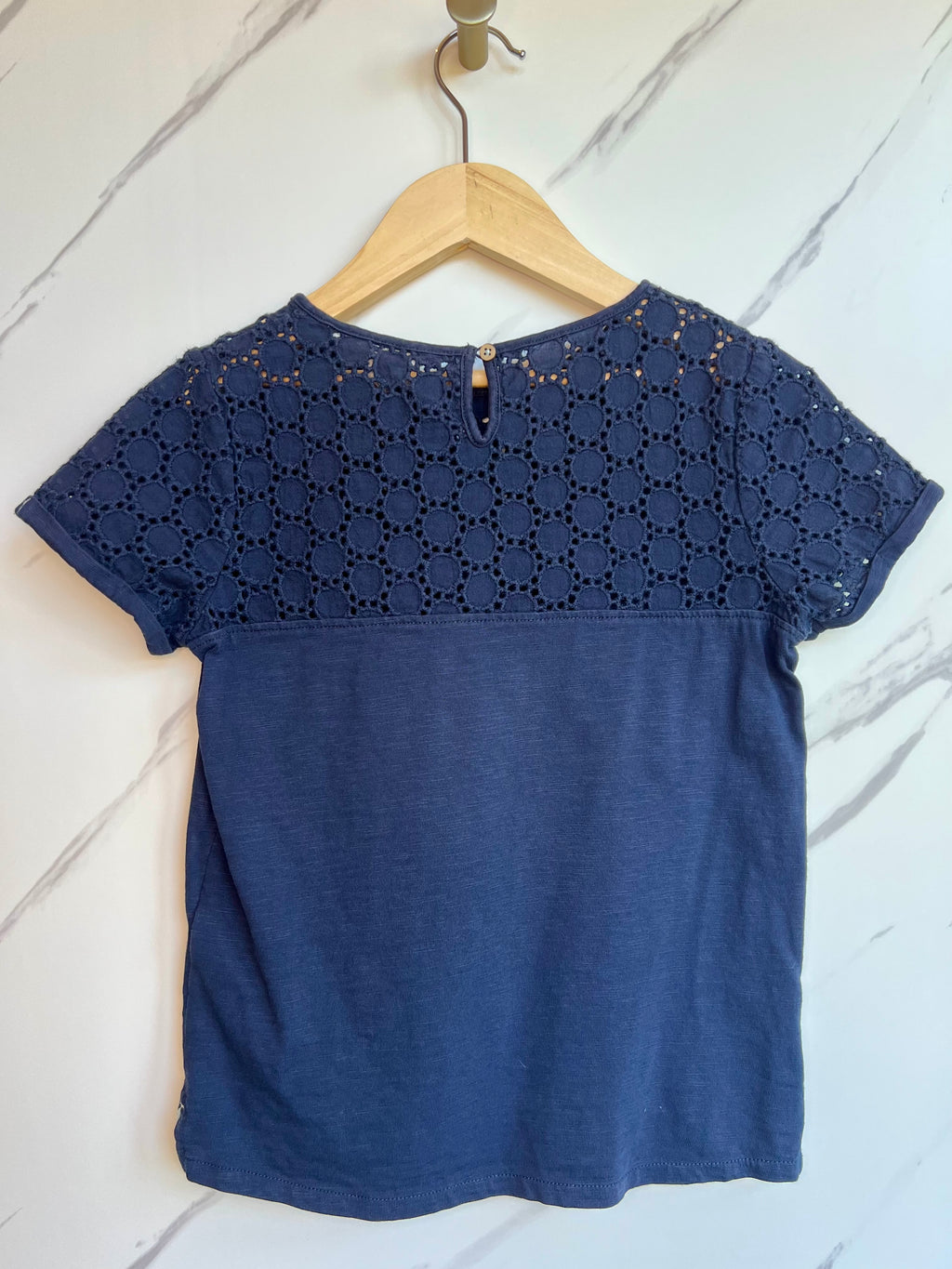 White Stuff Navy Lace Detail T-shirt Age 5-6 Years