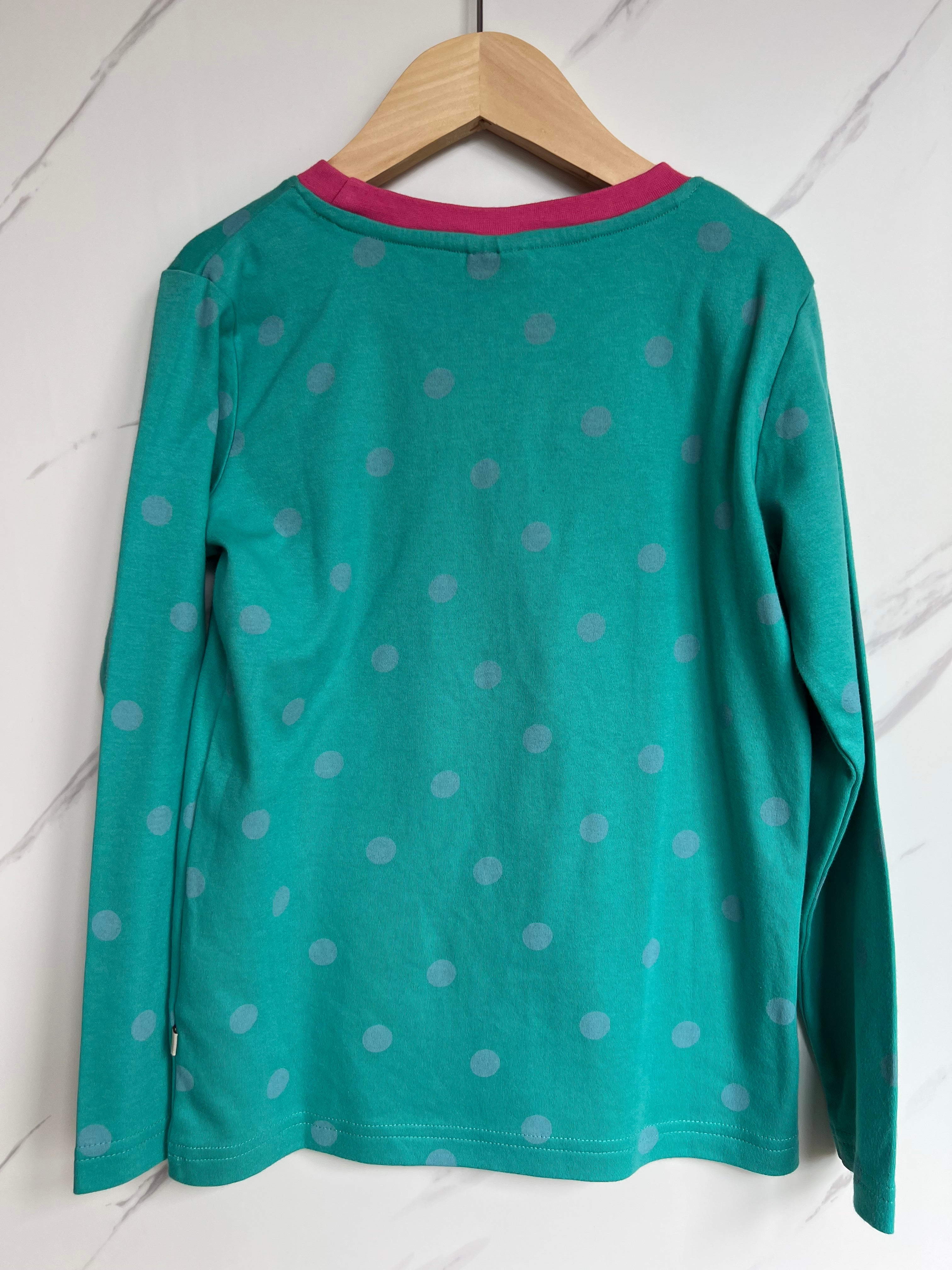 Frugi Green Biker Girl Long-Sleeved Top Age 7-8 Years