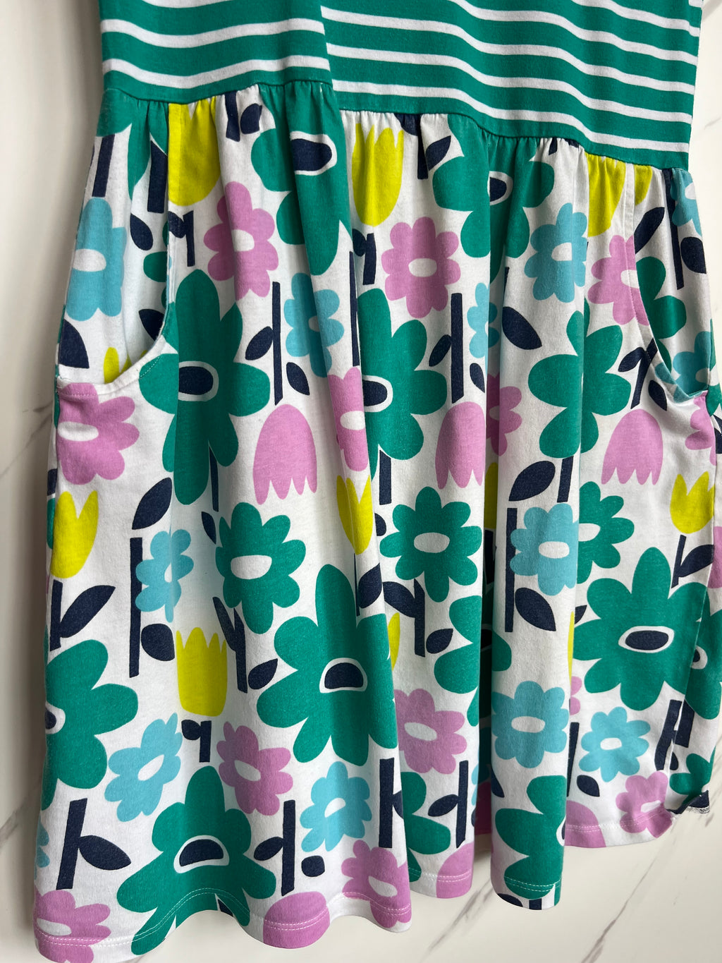 Boden Green Striped Jersey Dress Age 11-12 Years