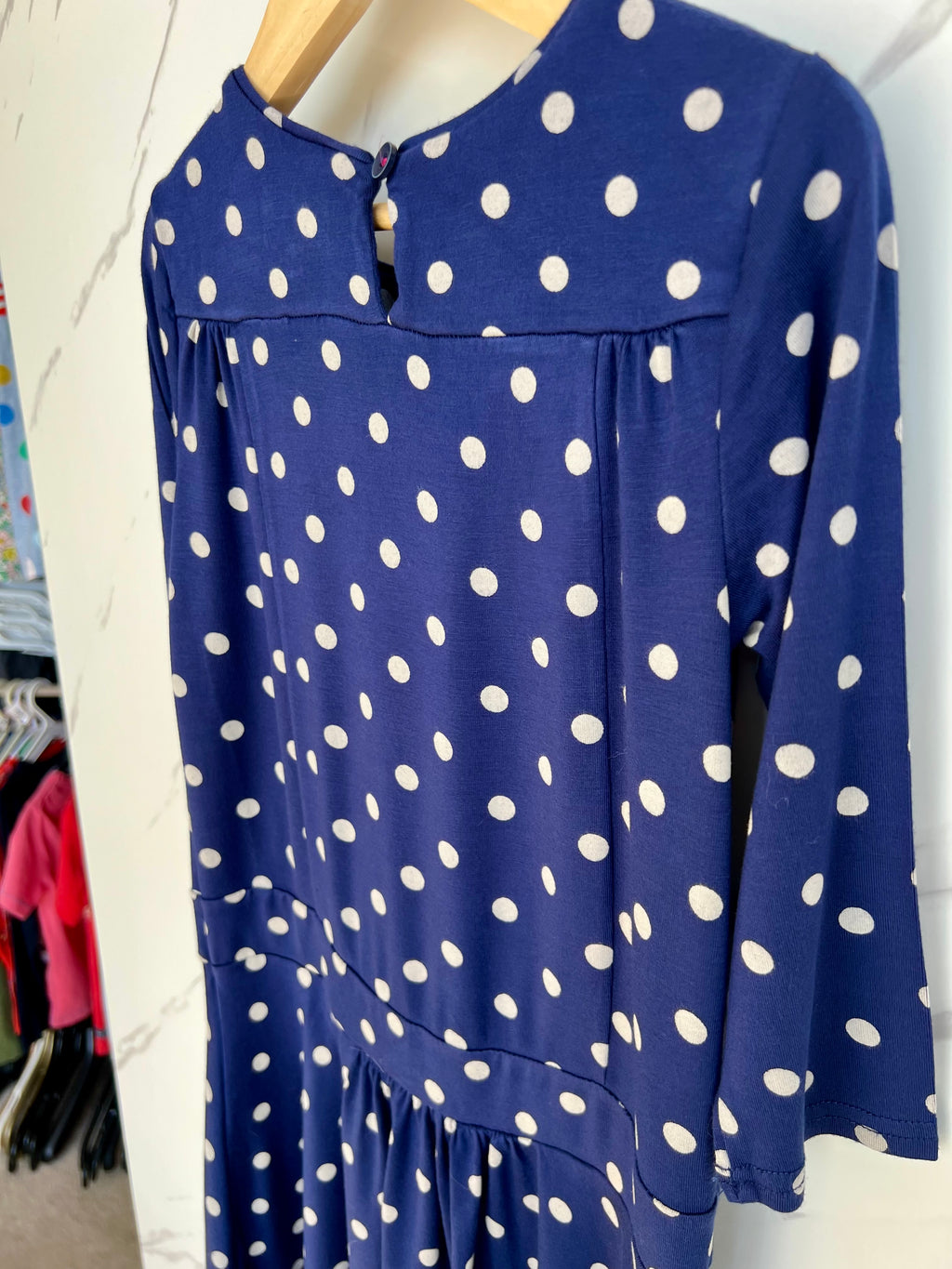 Joules Navy and White Spotted Jersey Dress Age 5-6 Years