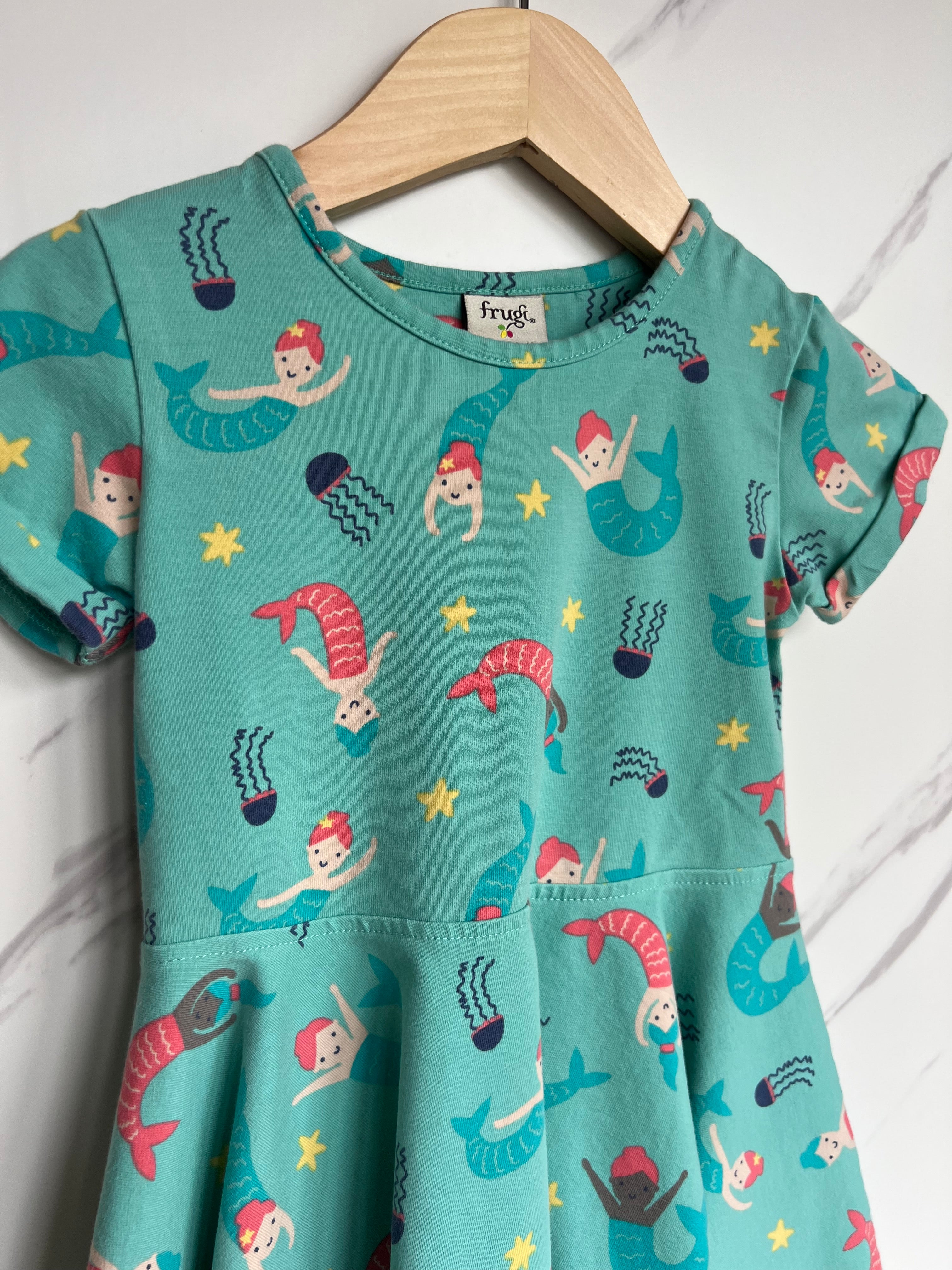 Frugi Green Mermaid Skater Dress Age 2-3 Years