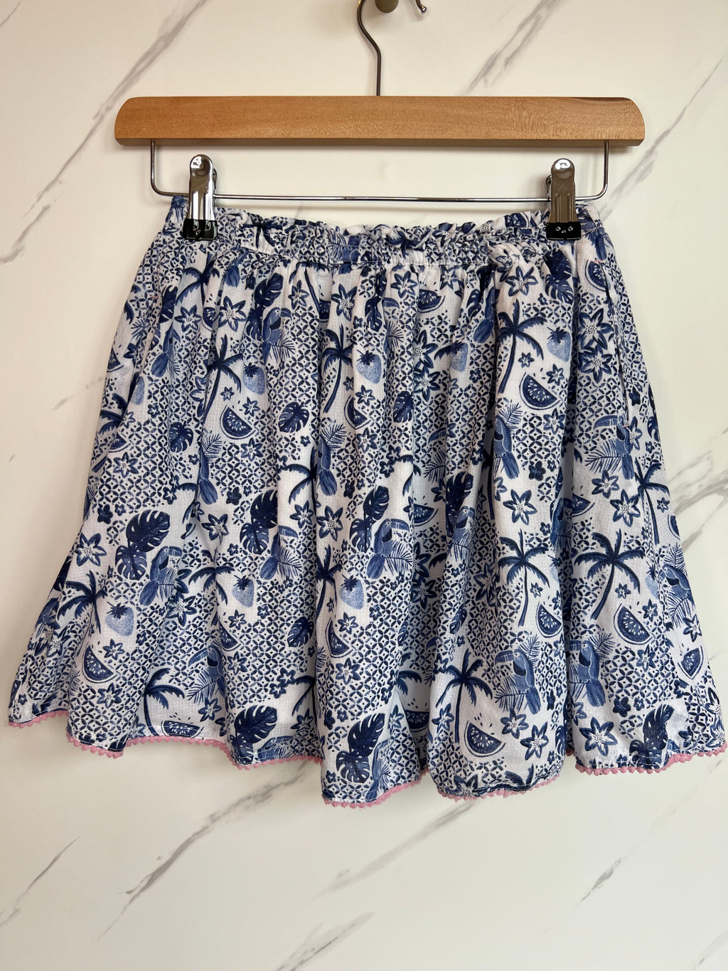 Fatface Navy & White Tropical Print Skirt Age 8-9 Years