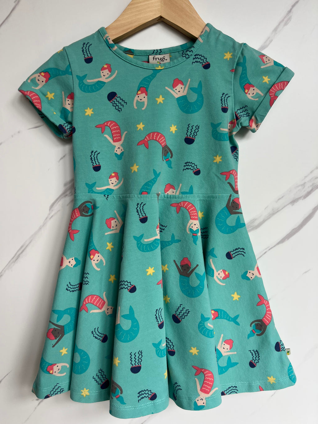Frugi Green Mermaid Skater Dress Age 2-3 Years