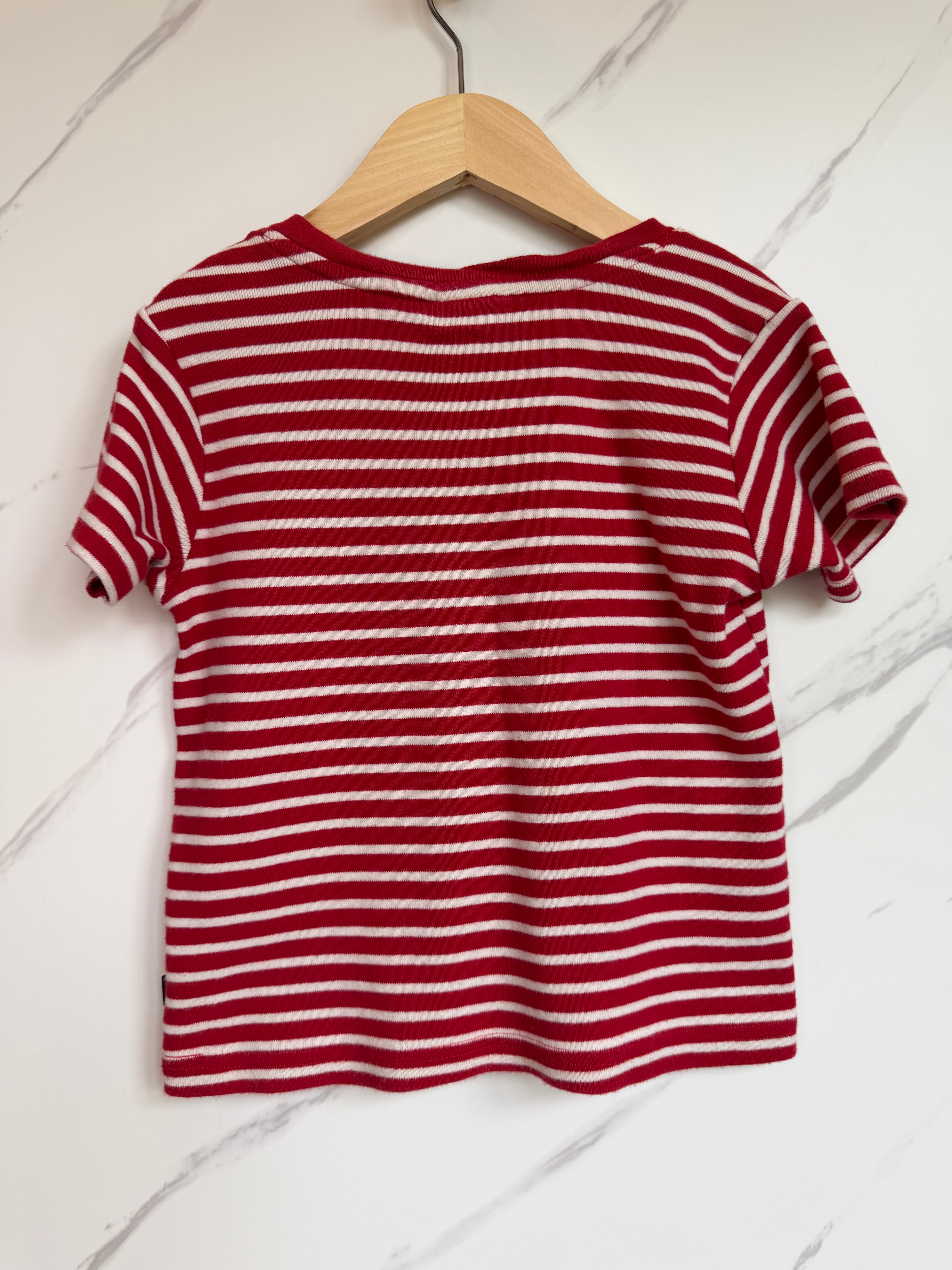 JoJo Maman Bebe Red & White Striped T-Shirt Age 3-4 Years